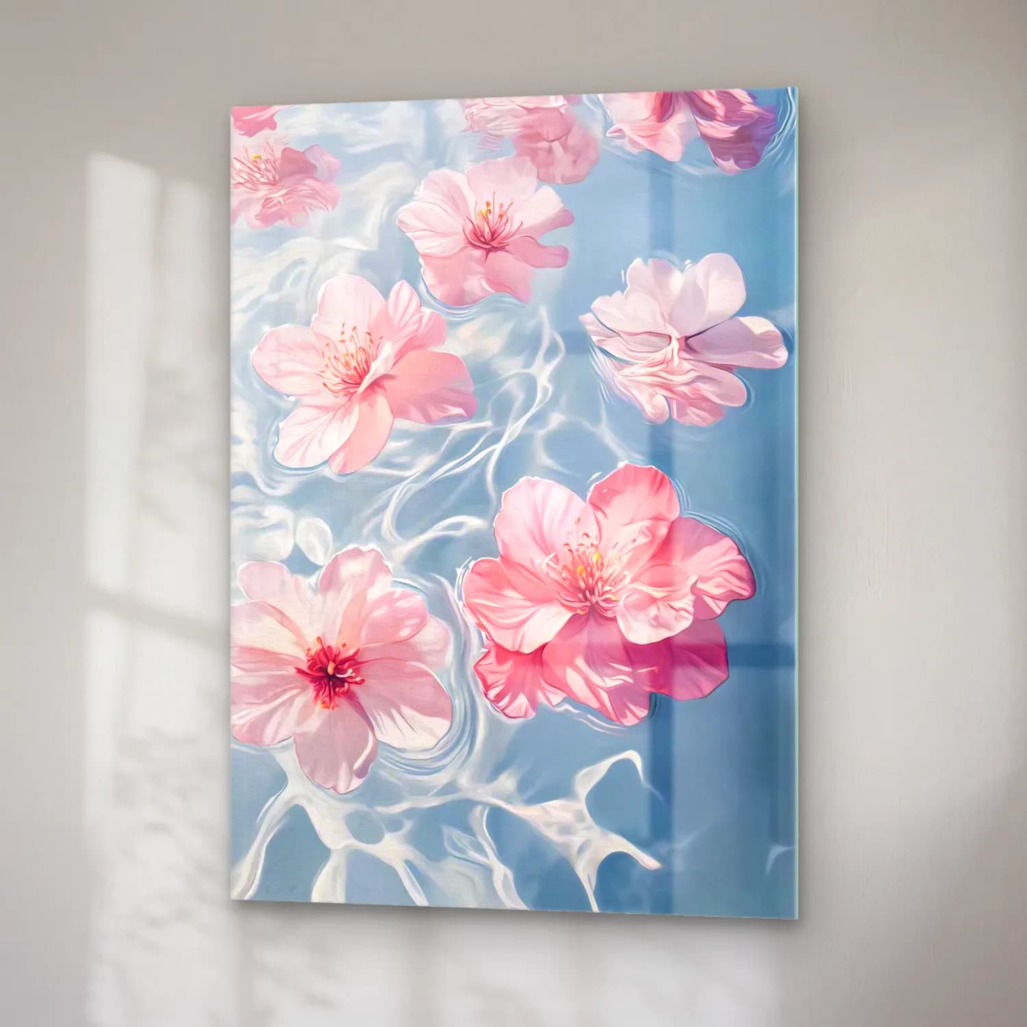 Pastel Lotus Çiçekleri No. 6 cam tablo — sağ açıdan görünüm