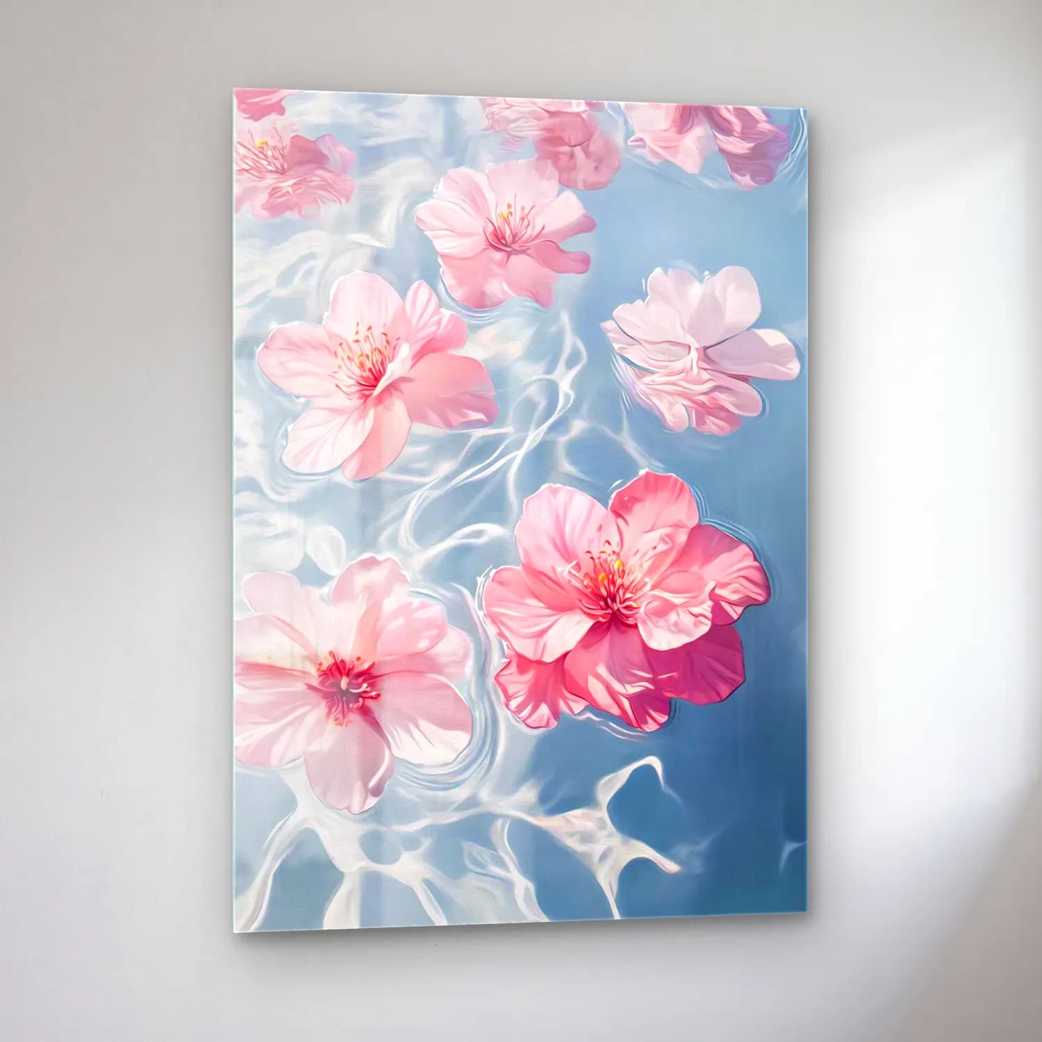 Pastel Lotus Çiçekleri No. 6 cam tablo — sol açıdan görünüm
