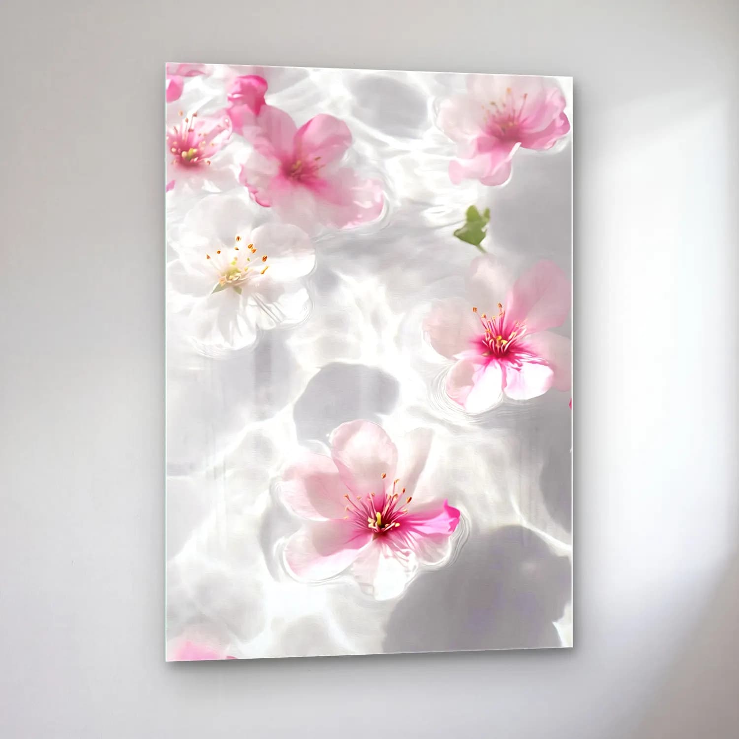 Pastel Kiraz Çiçekleri No. 16 cam tablo — sol açıdan görünüm