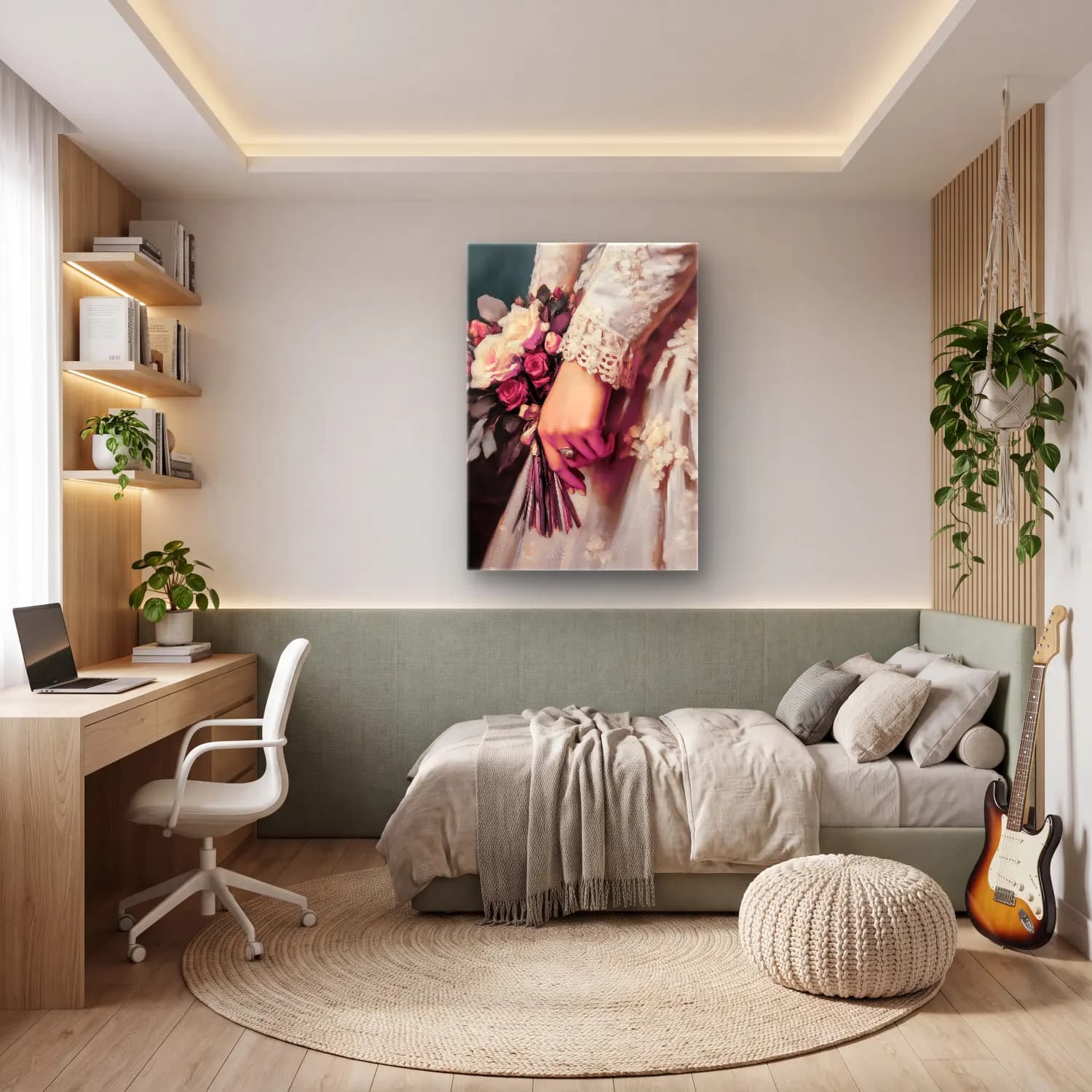 Yağlı Boya Eller – Pastel Tonlar cam tablo — genç odasında