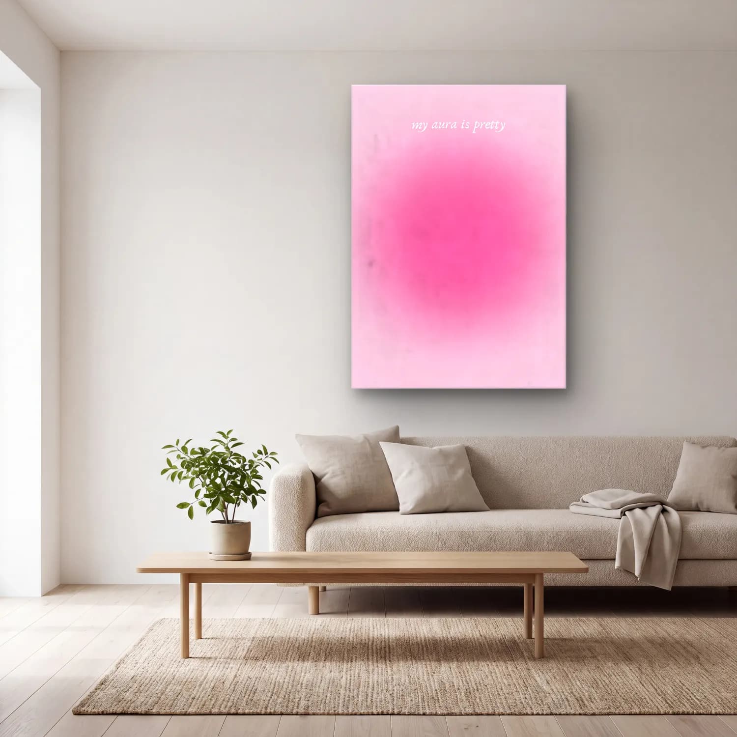 Pastel Renk Alanları No. 53 cam tablo — açık renk salonda