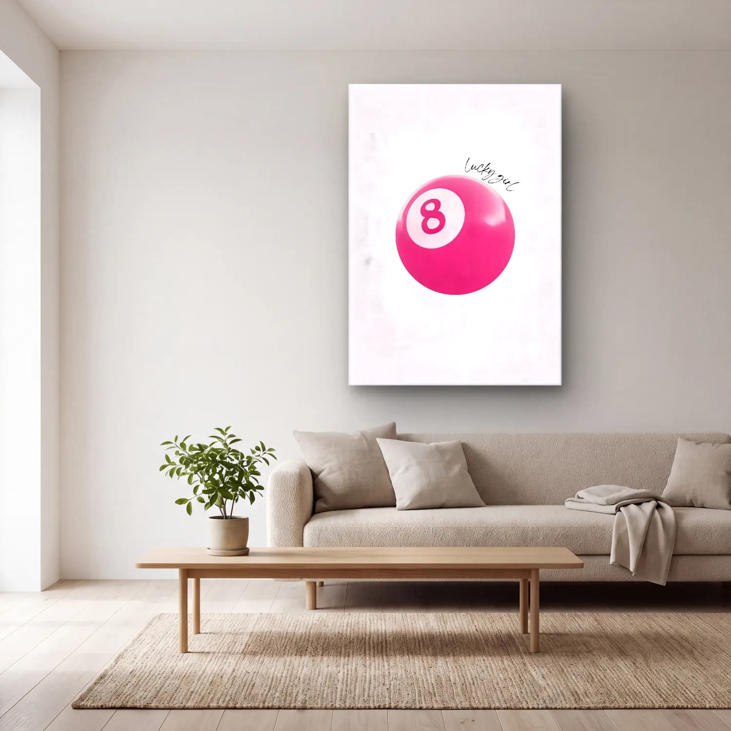 Sevimli İllüstrasyon Rakamlar – Pembe Tonlar cam tablo — açık renk salonda