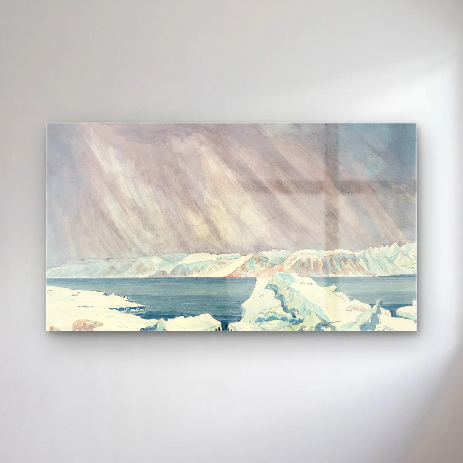 Charles Hamilton Smith – Spitzbergen, Bearing South cam tablo — Charles Hamilton Smith – Spitzbergen, Bearing South — suluboya karlı kış manzarası