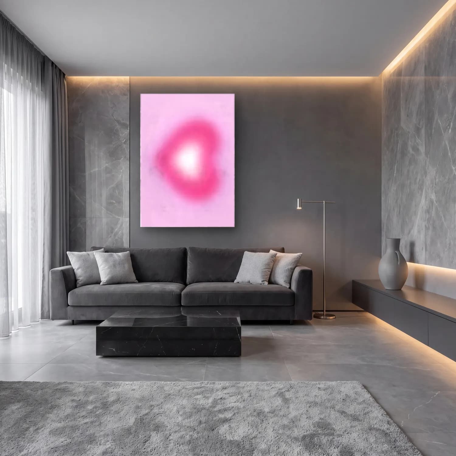 MAXIMALIST ECLECTIC – Karpuz cam tablo — lüks salon duvarında