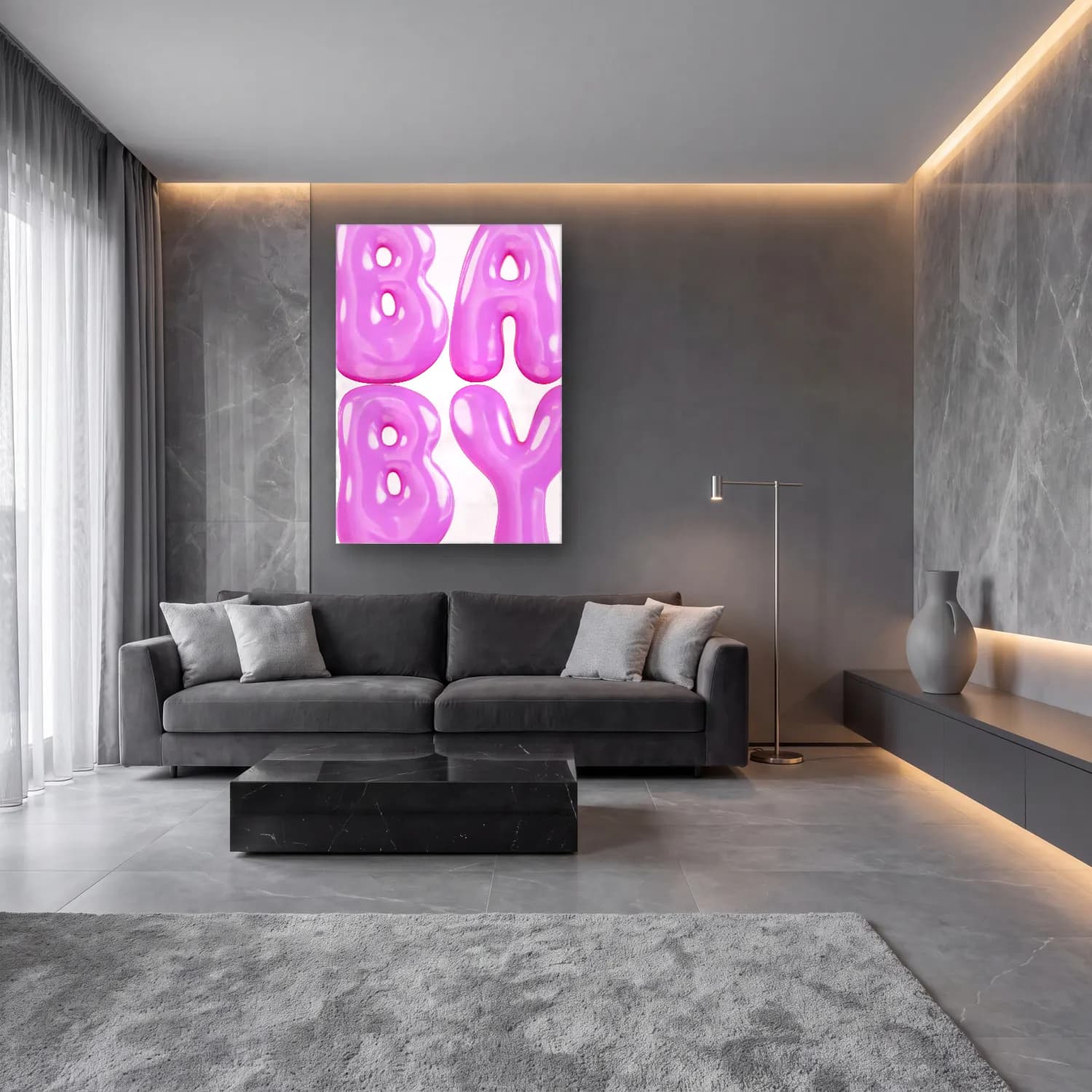 MAXIMALIST ECLECTIC – Harf Posteri cam tablo — lüks salon duvarında