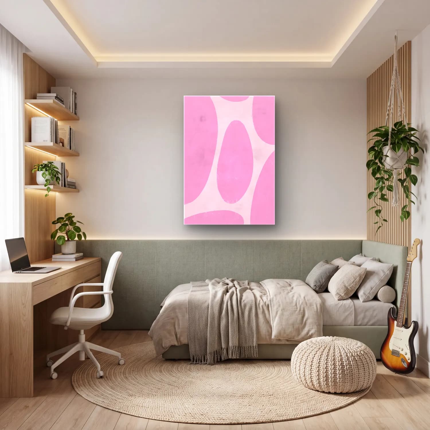 Pastel Soyut Formlar No. 8 cam tablo — genç odasında