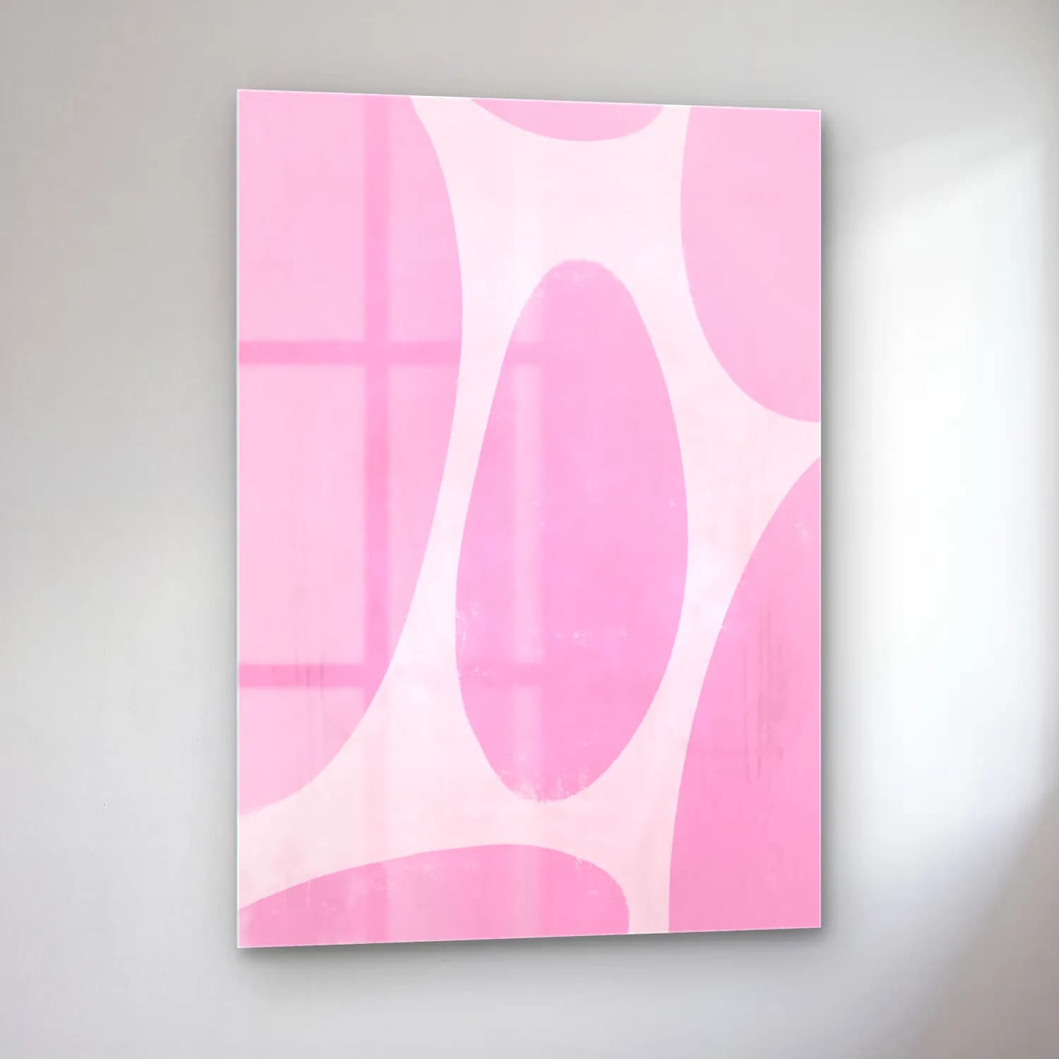 Pastel Soyut Formlar No. 8 cam tablo — sol açıdan görünüm
