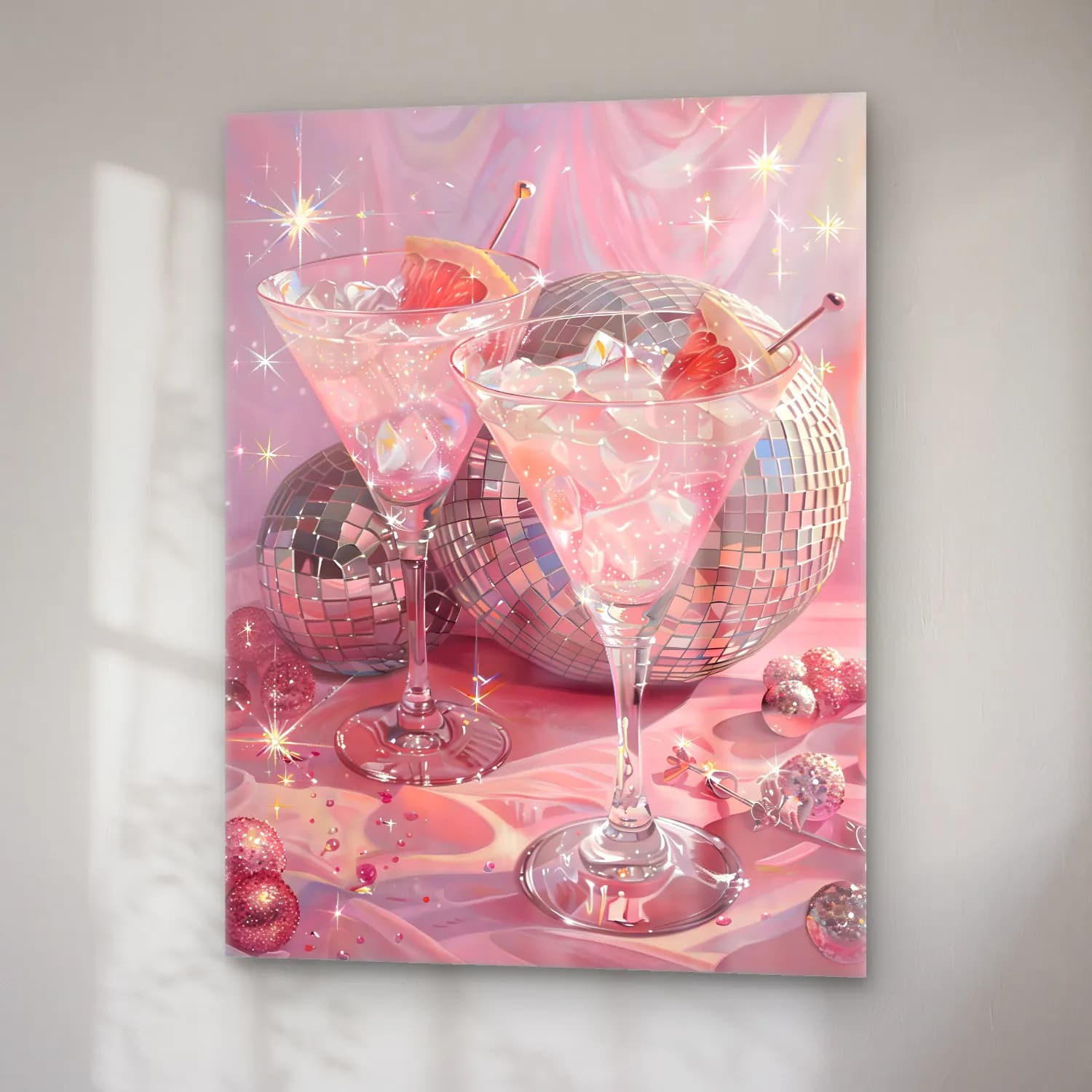 Pastel Kokteyl No. 23 cam tablo — sağ açıdan görünüm