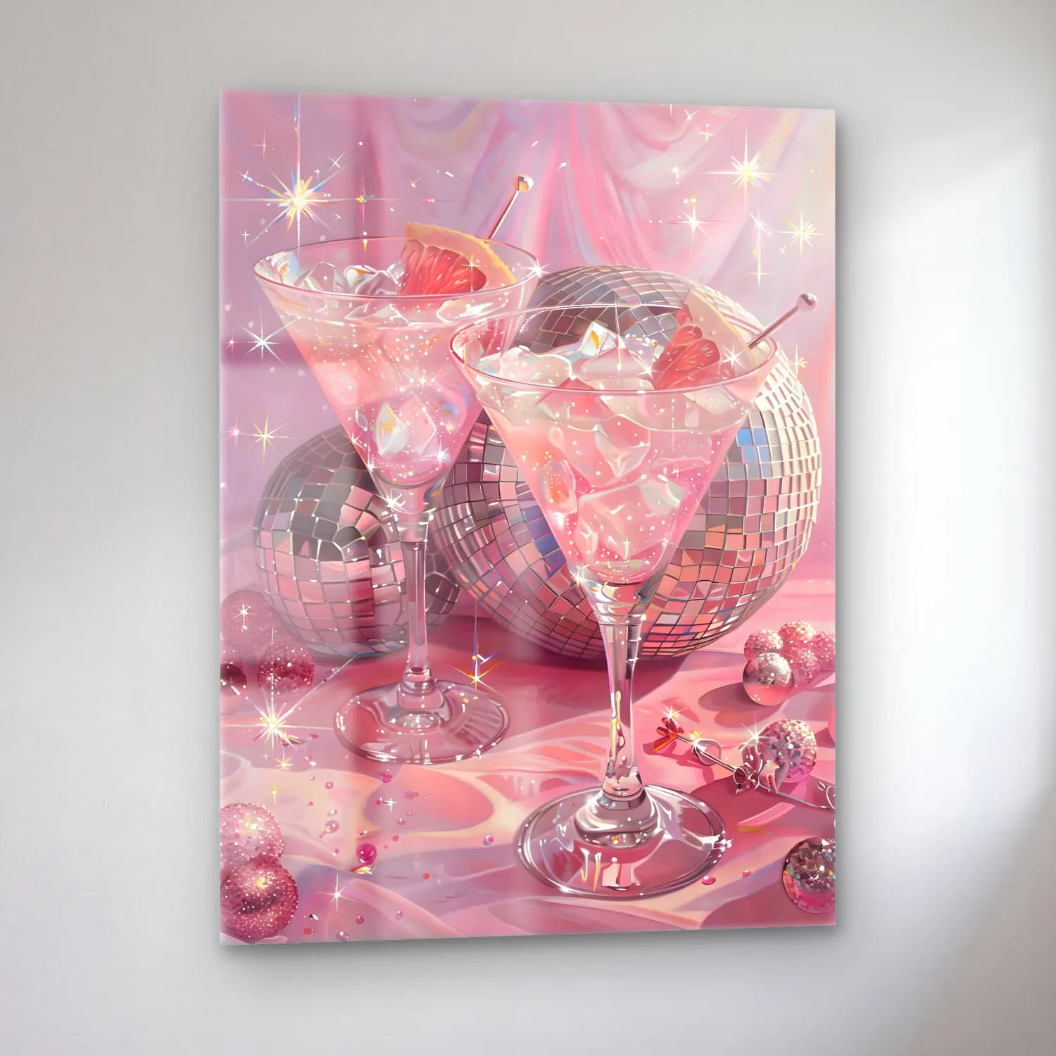 Pastel Kokteyl No. 23 cam tablo — sol açıdan görünüm