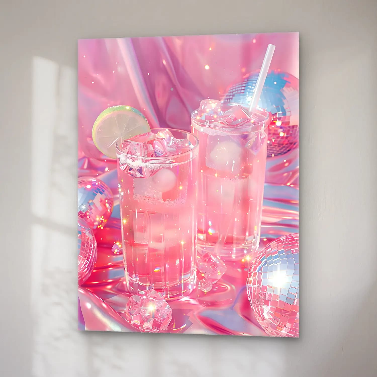 Pastel Kokteyl No. 24 cam tablo — sağ açıdan görünüm