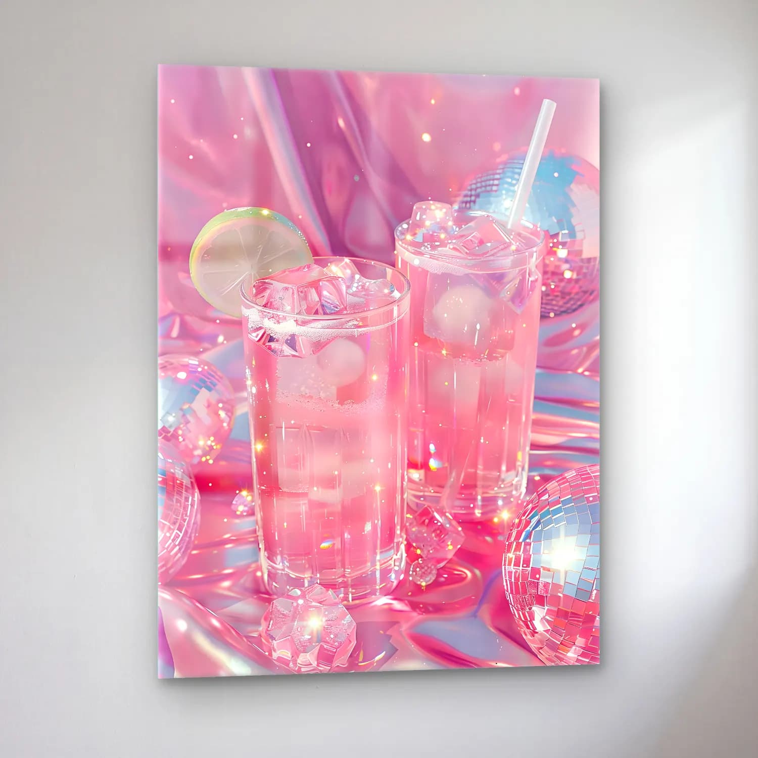 Pastel Kokteyl No. 24 cam tablo — sol açıdan görünüm
