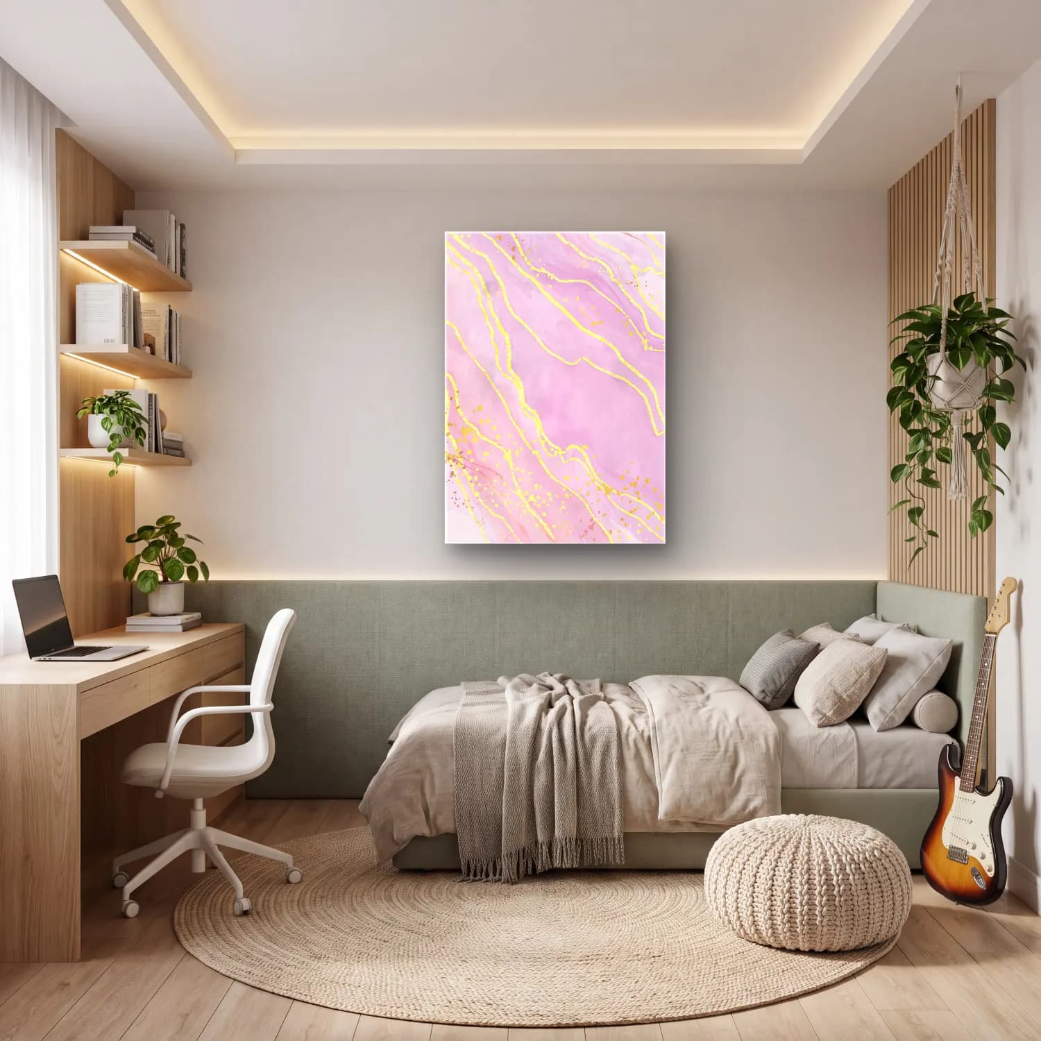 Pastel Mermer Doku No. 23 cam tablo — genç odasında