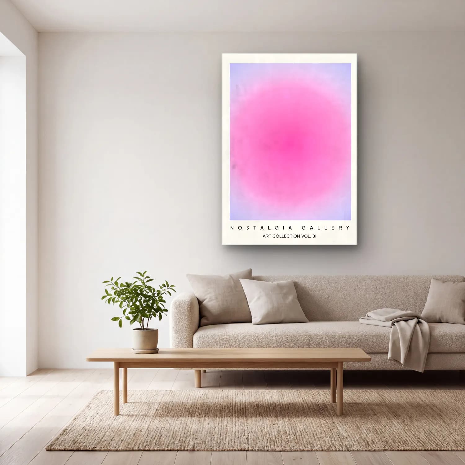 Pastel Renk Alanları No. 55 cam tablo — açık renk salonda