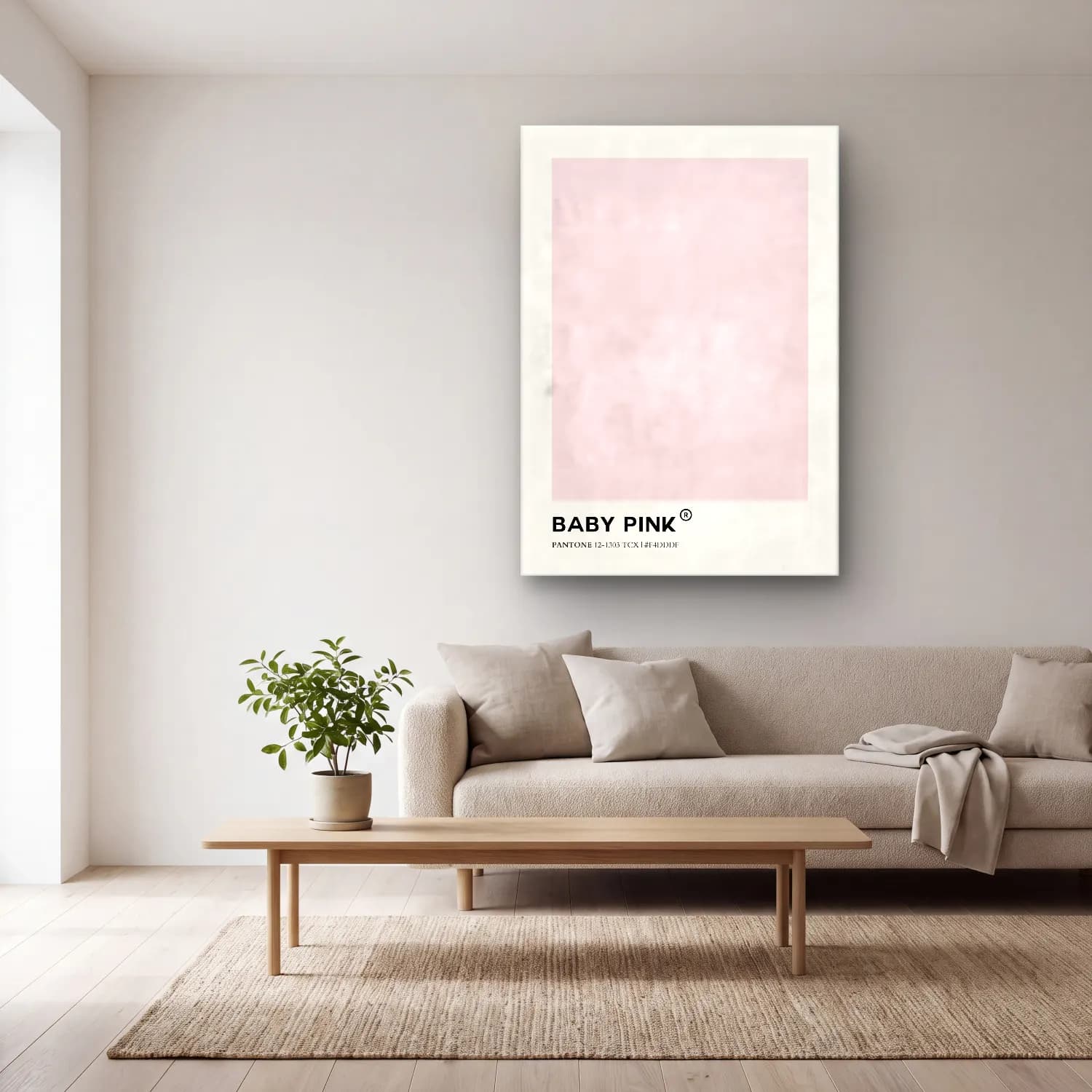 Pastel Renk Alanları No. 59 cam tablo — açık renk salonda