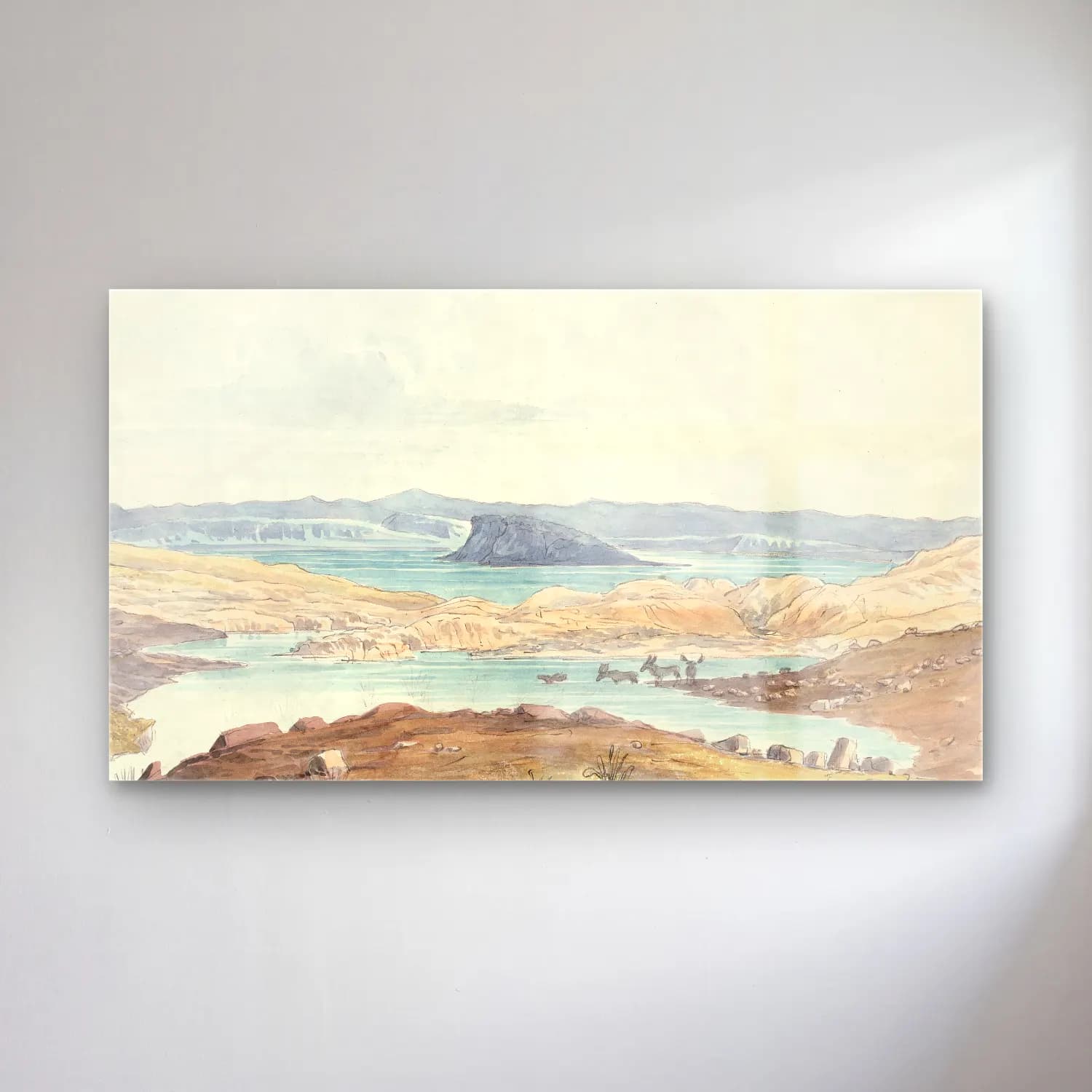 Charles Hamilton Smith – Sussex Lake cam tablo — Charles Hamilton Smith – Sussex Lake — suluboya göl ve dağlar