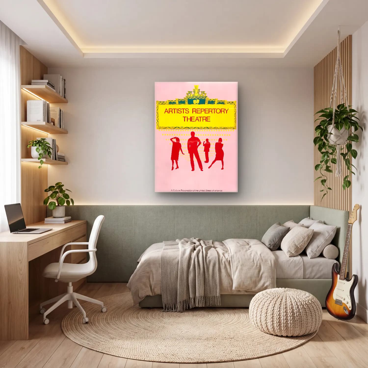 Vintage Poster Kalabalık Cadde – Pembe Tonlar cam tablo — genç odasında
