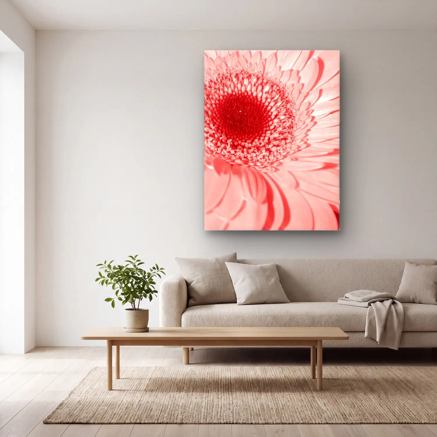 Pastel Çiçek Deseni No. 204 cam tablo — açık renk salonda