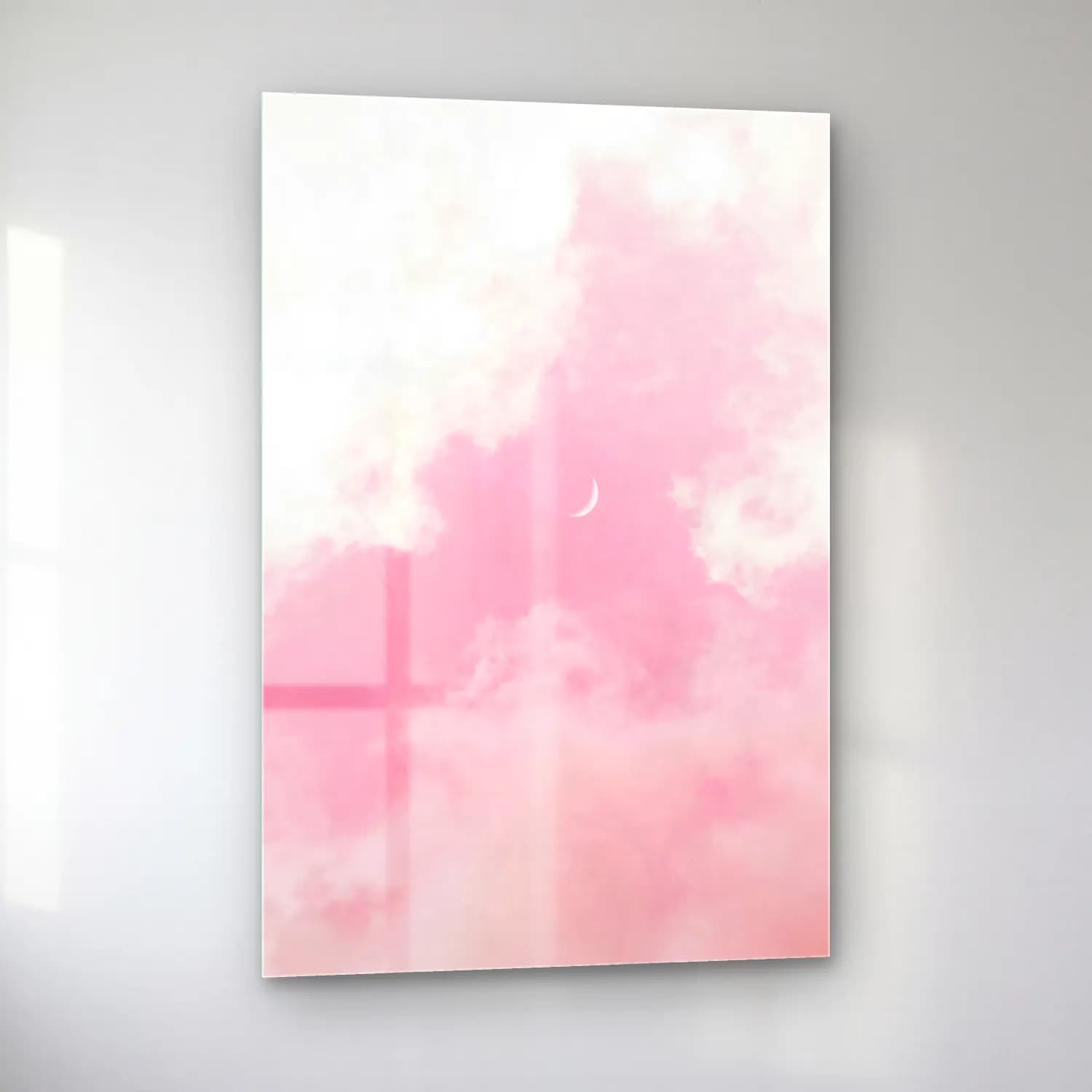 Pastel Bulutlu Gökyüzü No. 4 cam tablo — sol açıdan görünüm