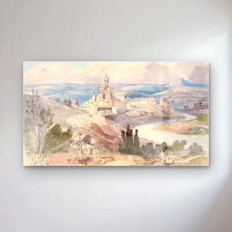 Charles Hamilton Smith – The Monastery of the Cartuja at Xeres cam tablo — Charles Hamilton Smith – The Monastery of the Cartuja at Xeres — suluboya şato