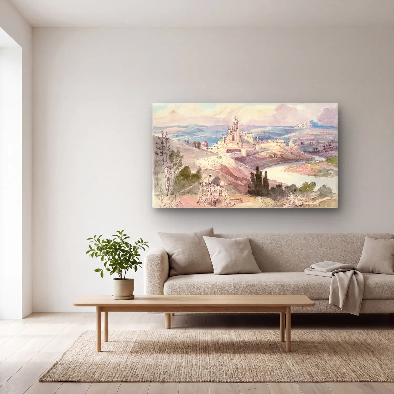 Charles Hamilton Smith – The Monastery of the Cartuja at Xeres cam tablo — açık renk salonda
