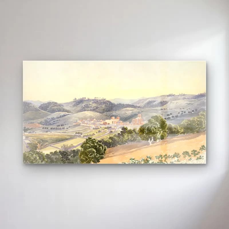 Charles Hamilton Smith – Torre Moncorvo in Tra los Montes cam tablo — Charles Hamilton Smith – Torre Moncorvo in Tra los Montes — suluboya yeşil tepeler
