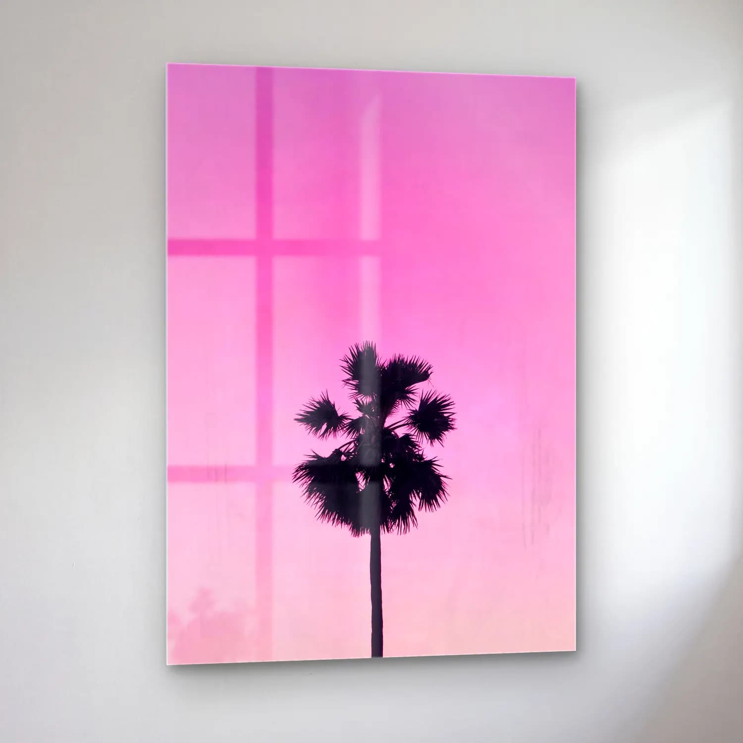 Pastel Palmiyeli Tropik Sahil No. 30 cam tablo — sol açıdan görünüm