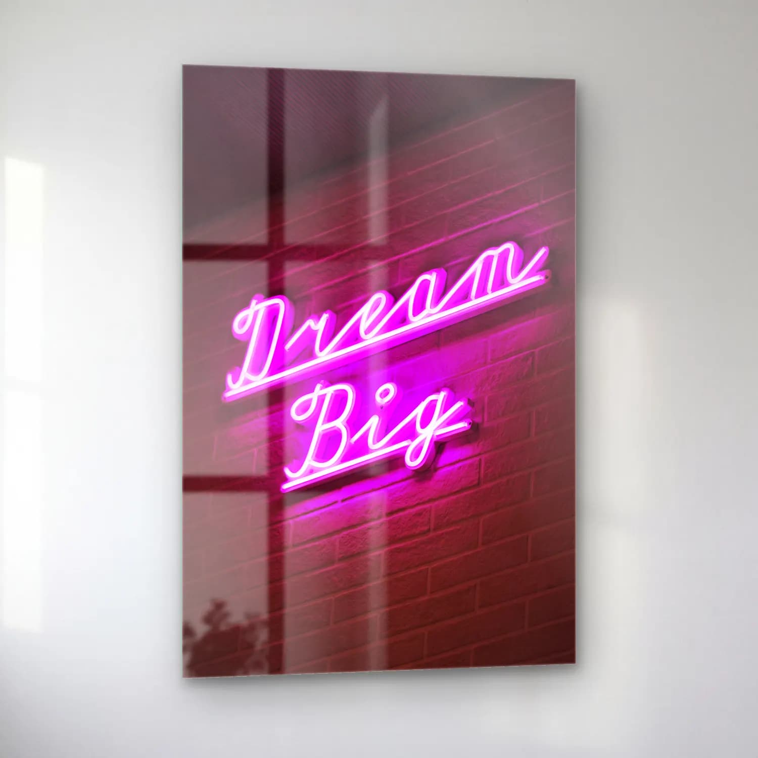 Pastel Yazılı Tasarım No. 64 cam tablo — sol açıdan görünüm
