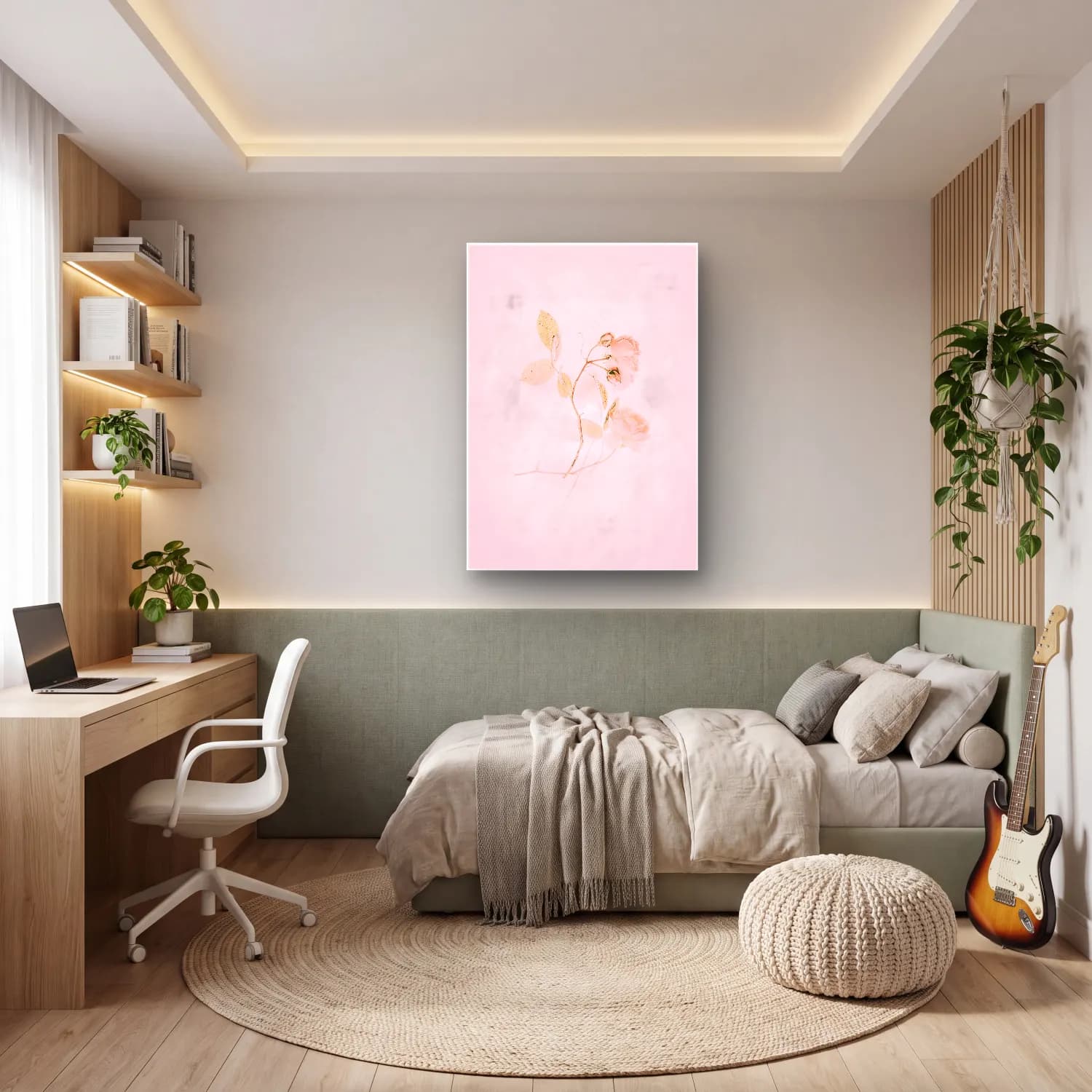 Pastel Güller No. 10 cam tablo — genç odasında