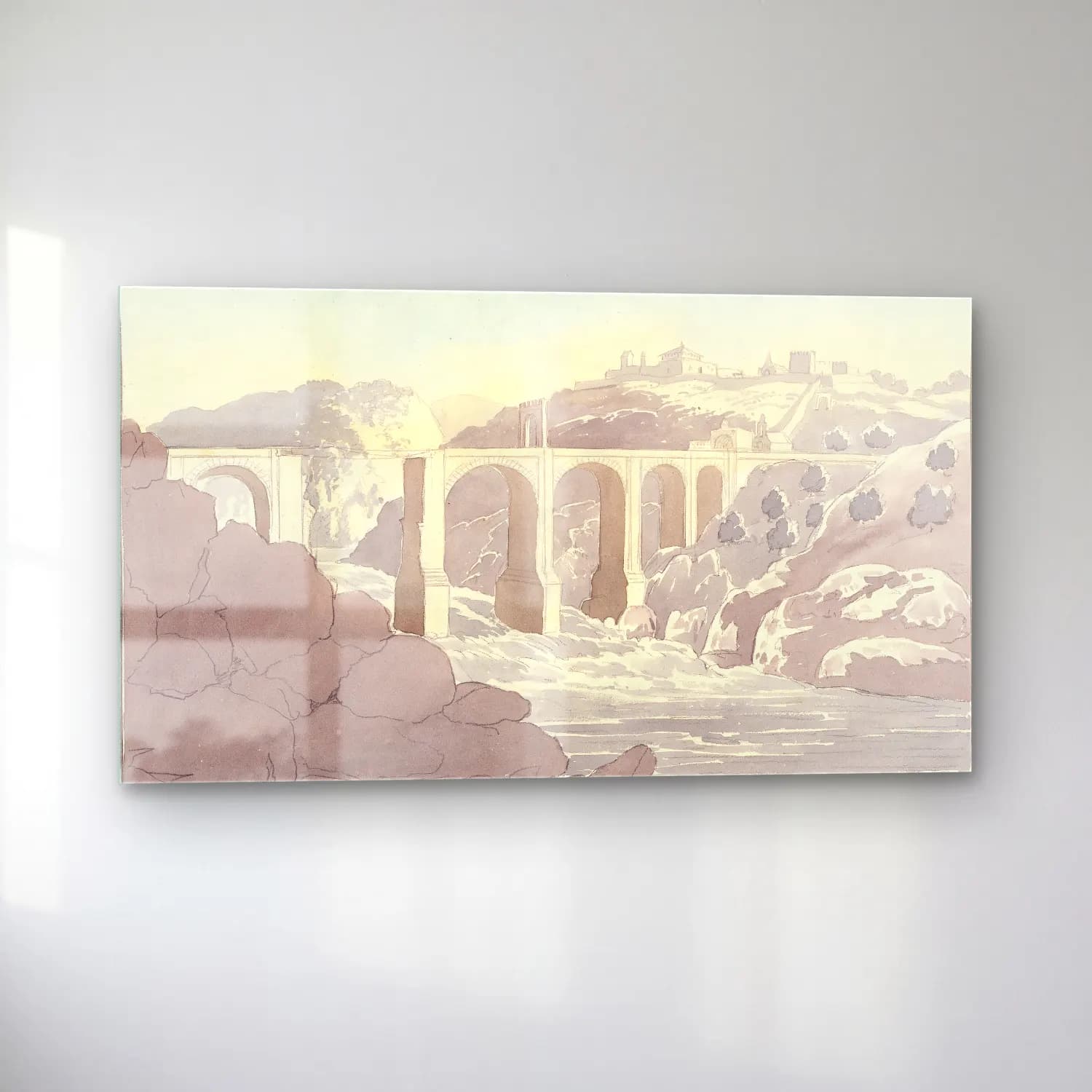 Charles Hamilton Smith – Trajan’s Bridge at Alcantara cam tablo — sol açıdan görünüm