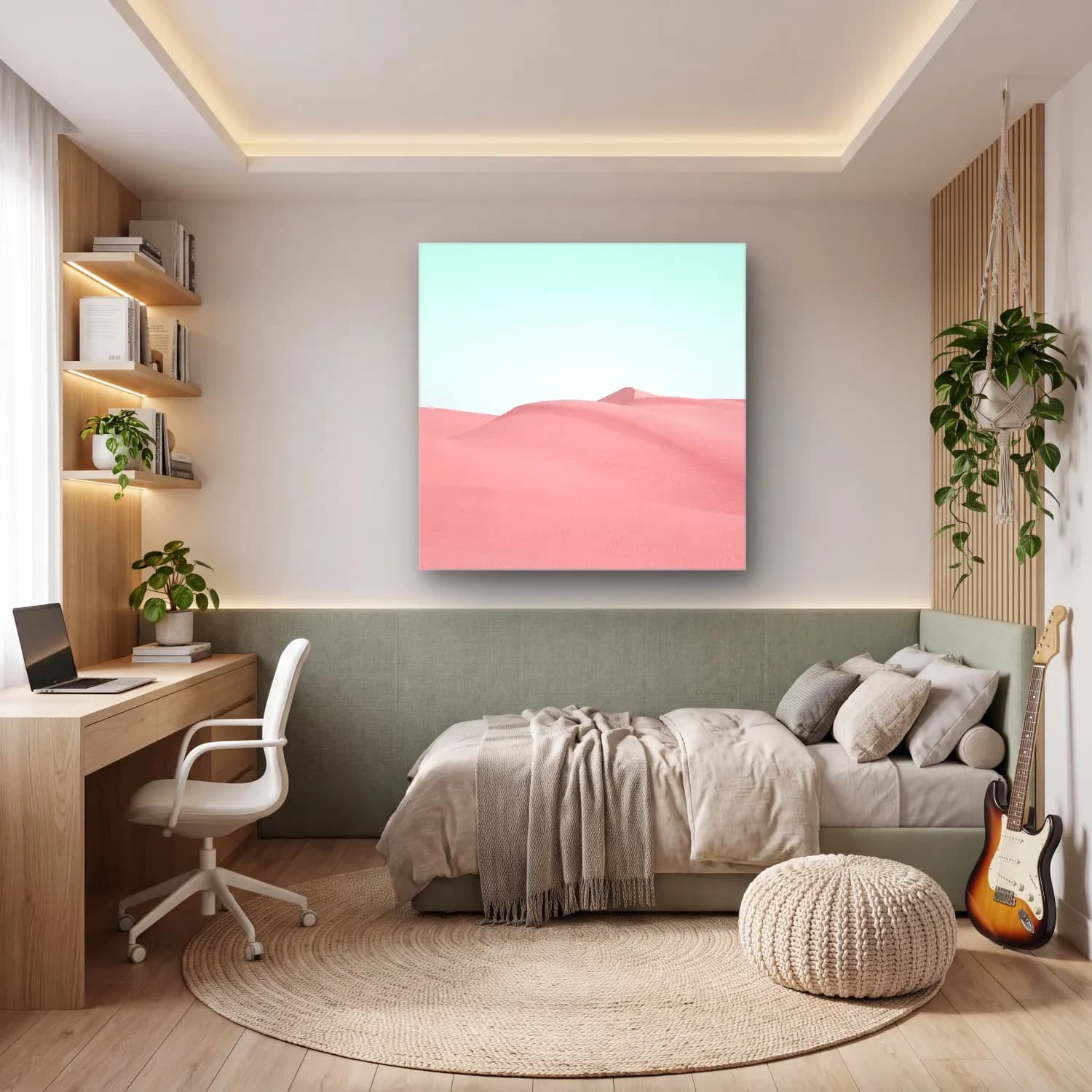 Pastel Çöl Kumulları No. 5 cam tablo — genç odasında