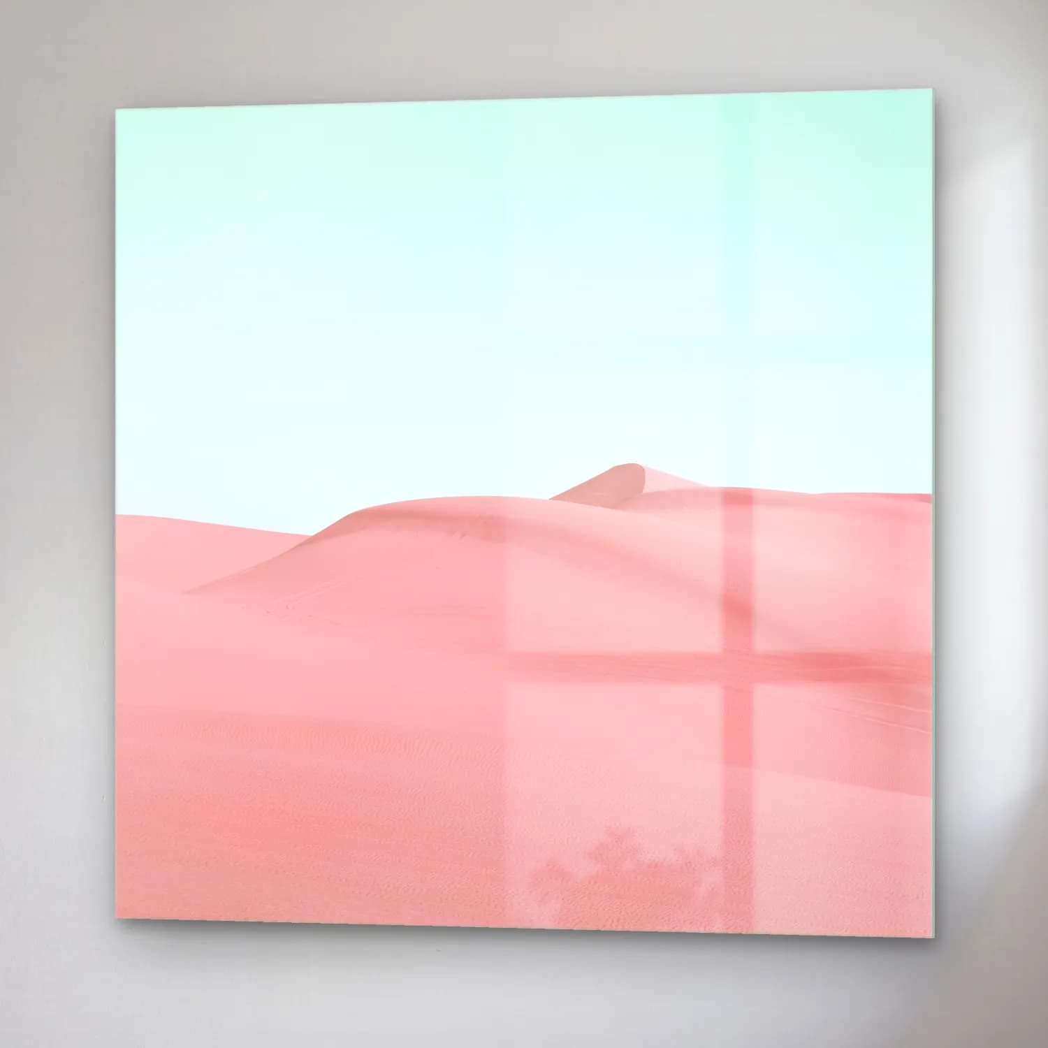 Pastel Çöl Kumulları No. 5 cam tablo — sağ açıdan görünüm