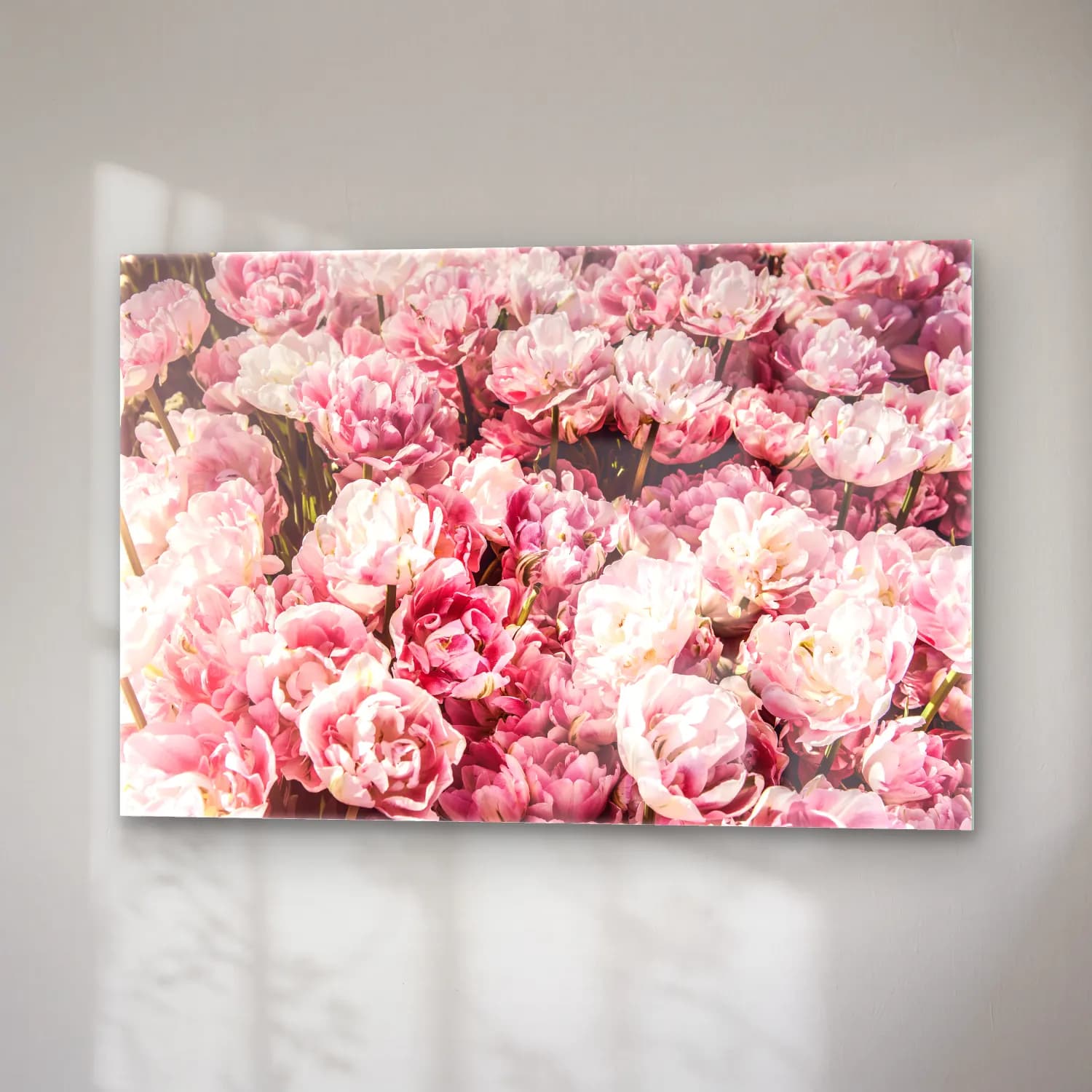 Pastel Pembe Şakayıklar No. 11 cam tablo — sağ açıdan görünüm