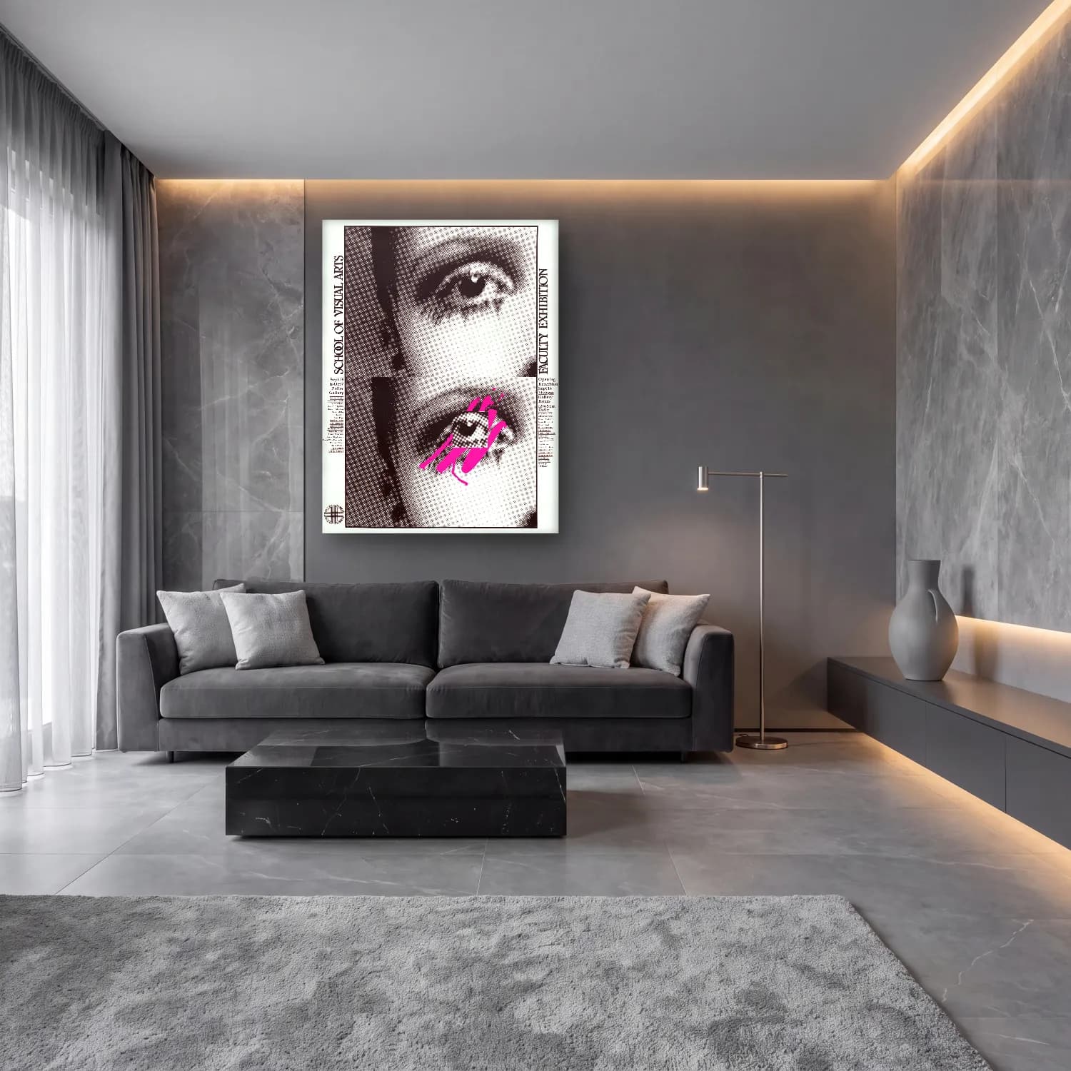 Bauhaus Moda İllüstrasyonu – Pembe Tonlar cam tablo — lüks salon duvarında