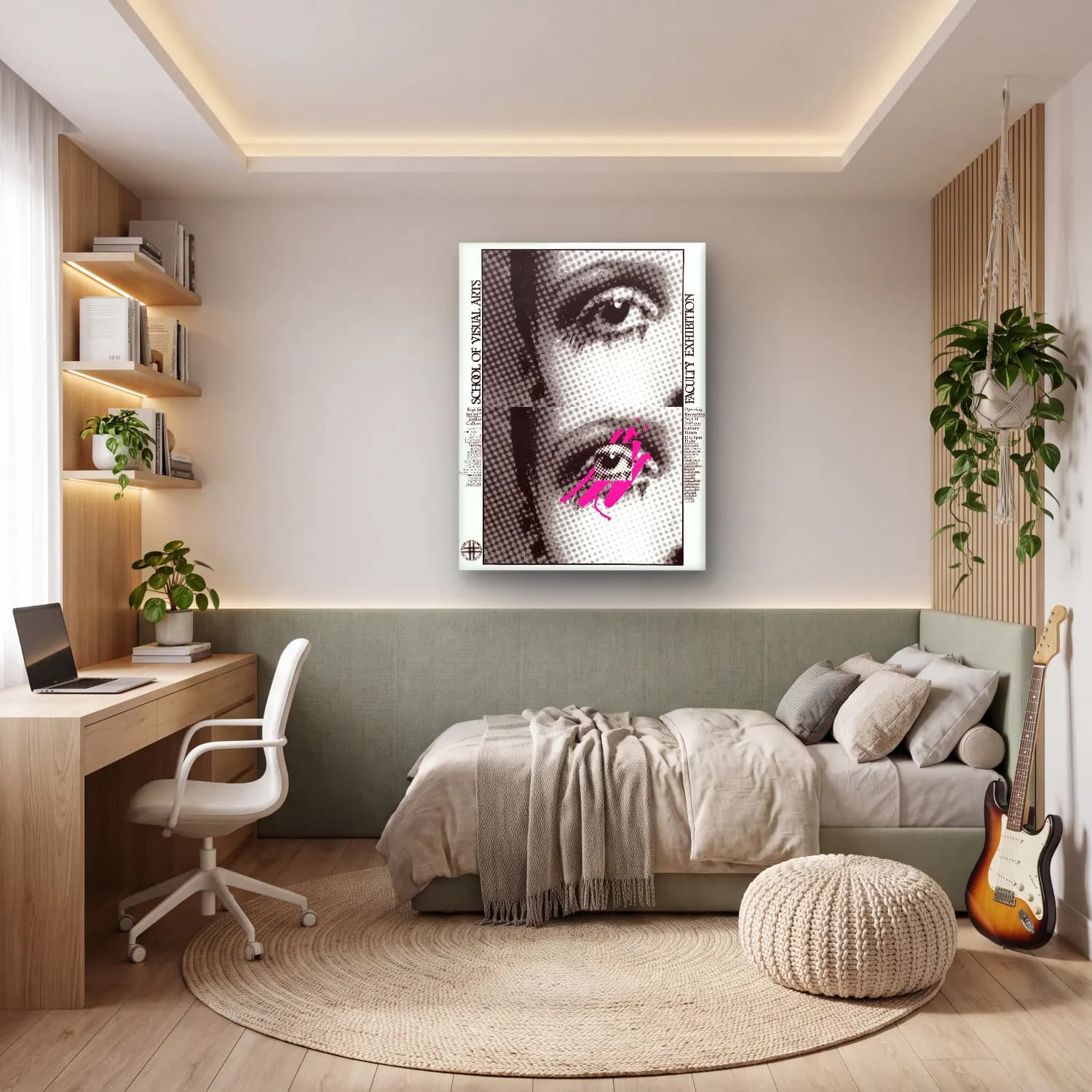 Bauhaus Moda İllüstrasyonu – Pembe Tonlar cam tablo — genç odasında