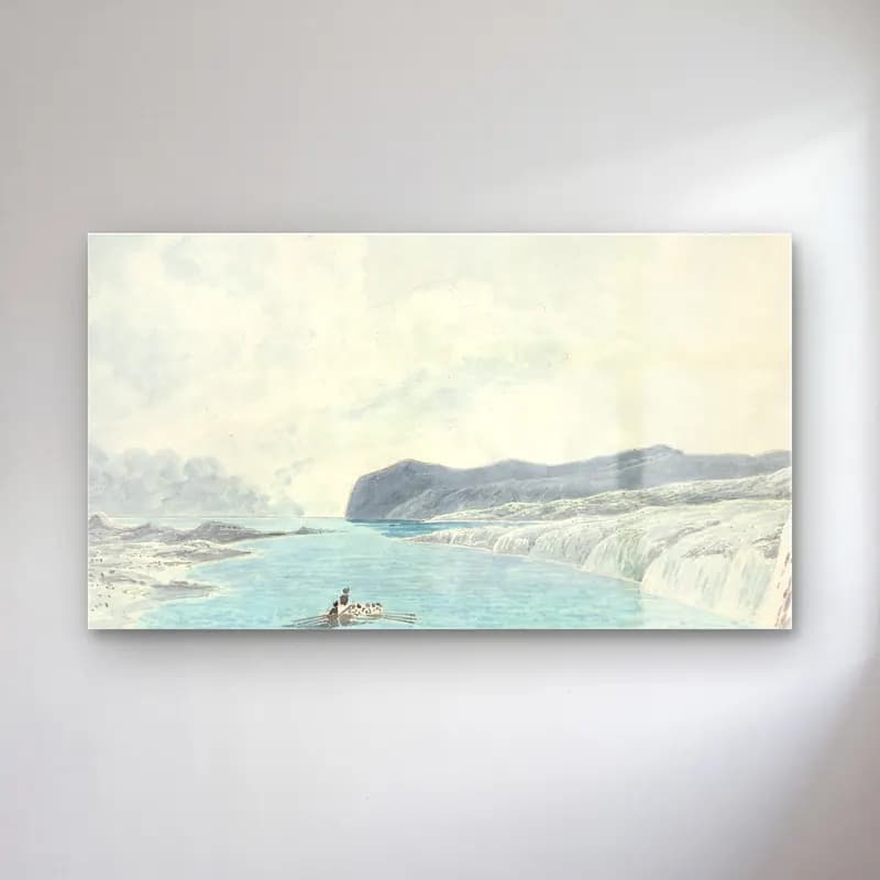 Charles Hamilton Smith – Victoria Headland, Mouth of the Thlew-ee-cho-de-zeth cam tablo — Charles Hamilton Smith – Victoria Headland, Mouth of the Thlew-ee-cho-de-zeth — suluboya göl ve dağlar