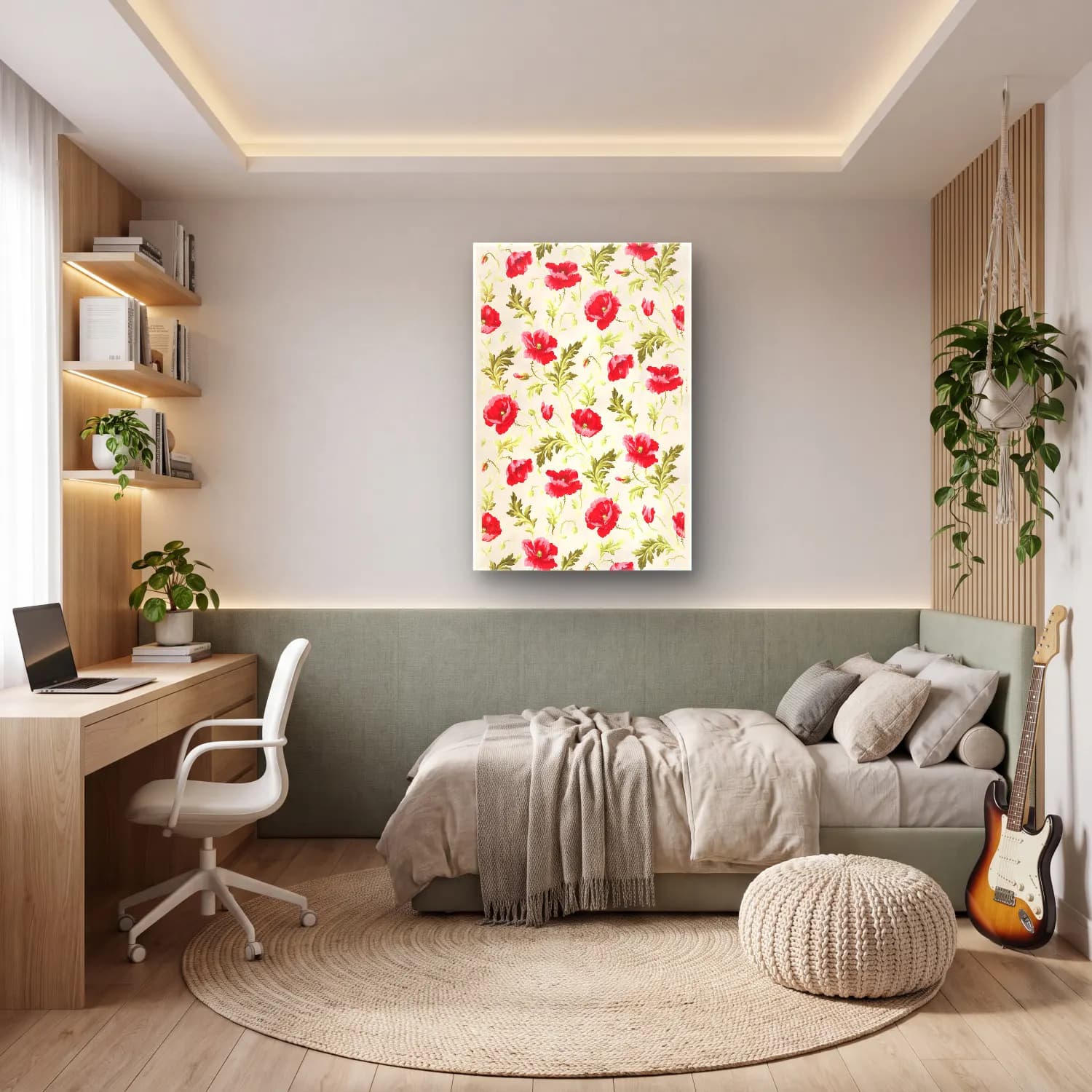 Botanik İllüstrasyon Çiçek Deseni No. 147 cam tablo — genç odasında