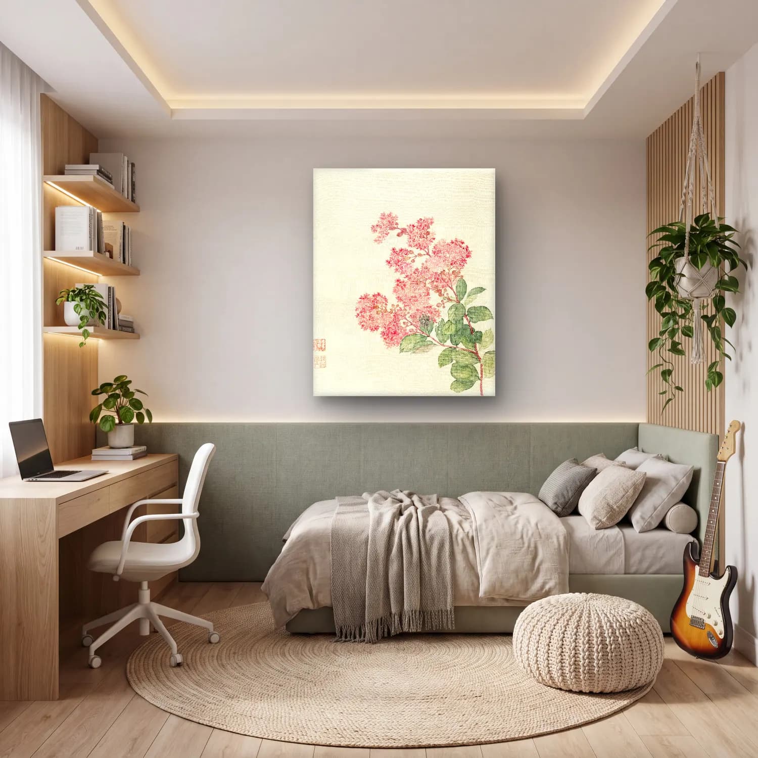 Botanik İllüstrasyon Ortancalar No. 6 cam tablo — genç odasında