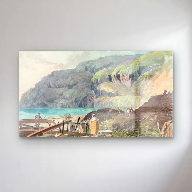 Charles Hamilton Smith – View of a Lake cam tablo — Charles Hamilton Smith – View of a Lake — suluboya i̇talyan sahili