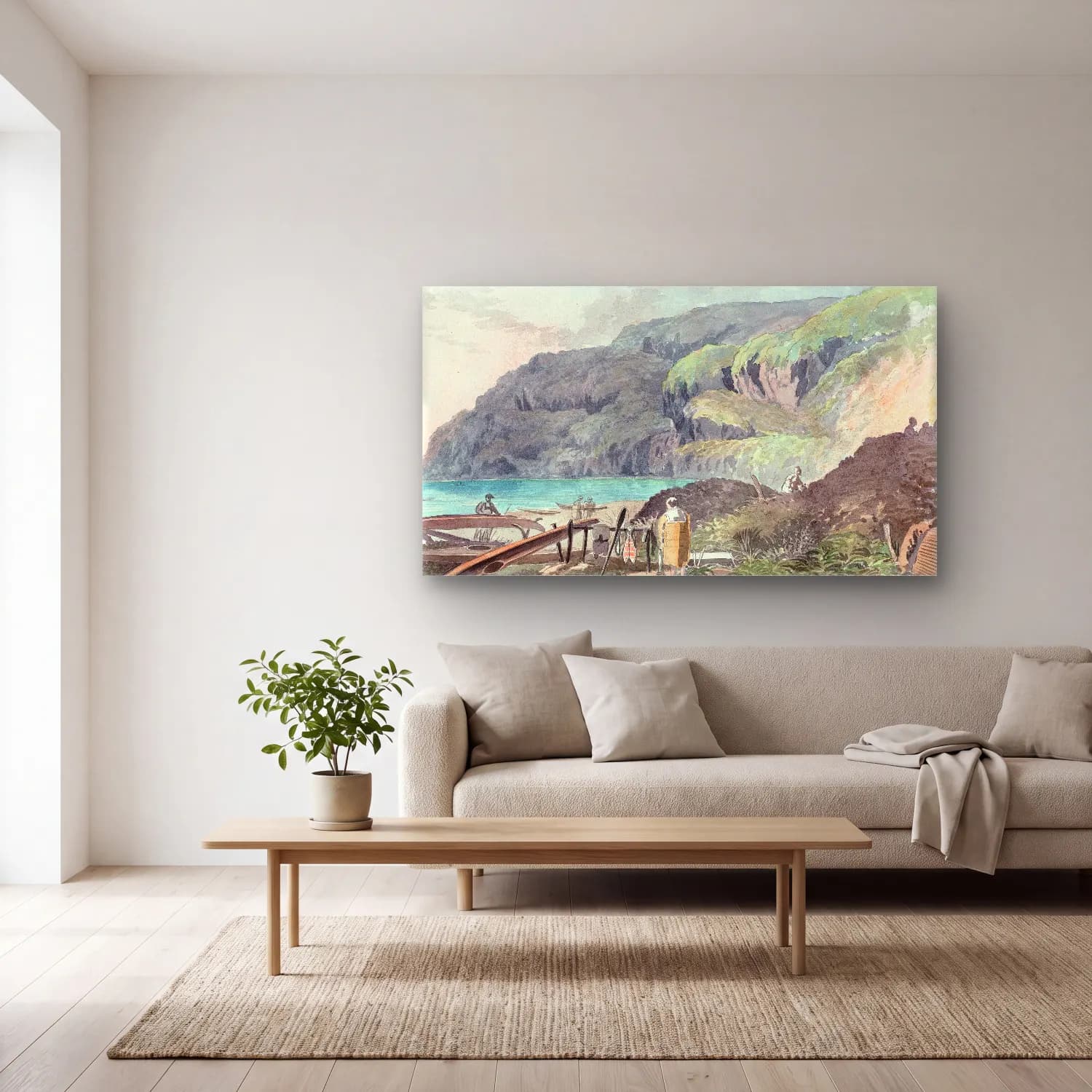 Charles Hamilton Smith – View of a Lake cam tablo — açık renk salonda