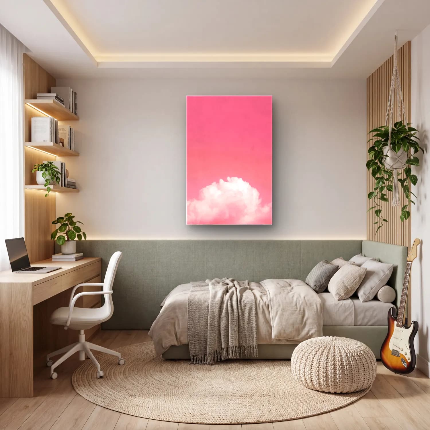 Pastel Bulutlu Gökyüzü No. 5 cam tablo — genç odasında
