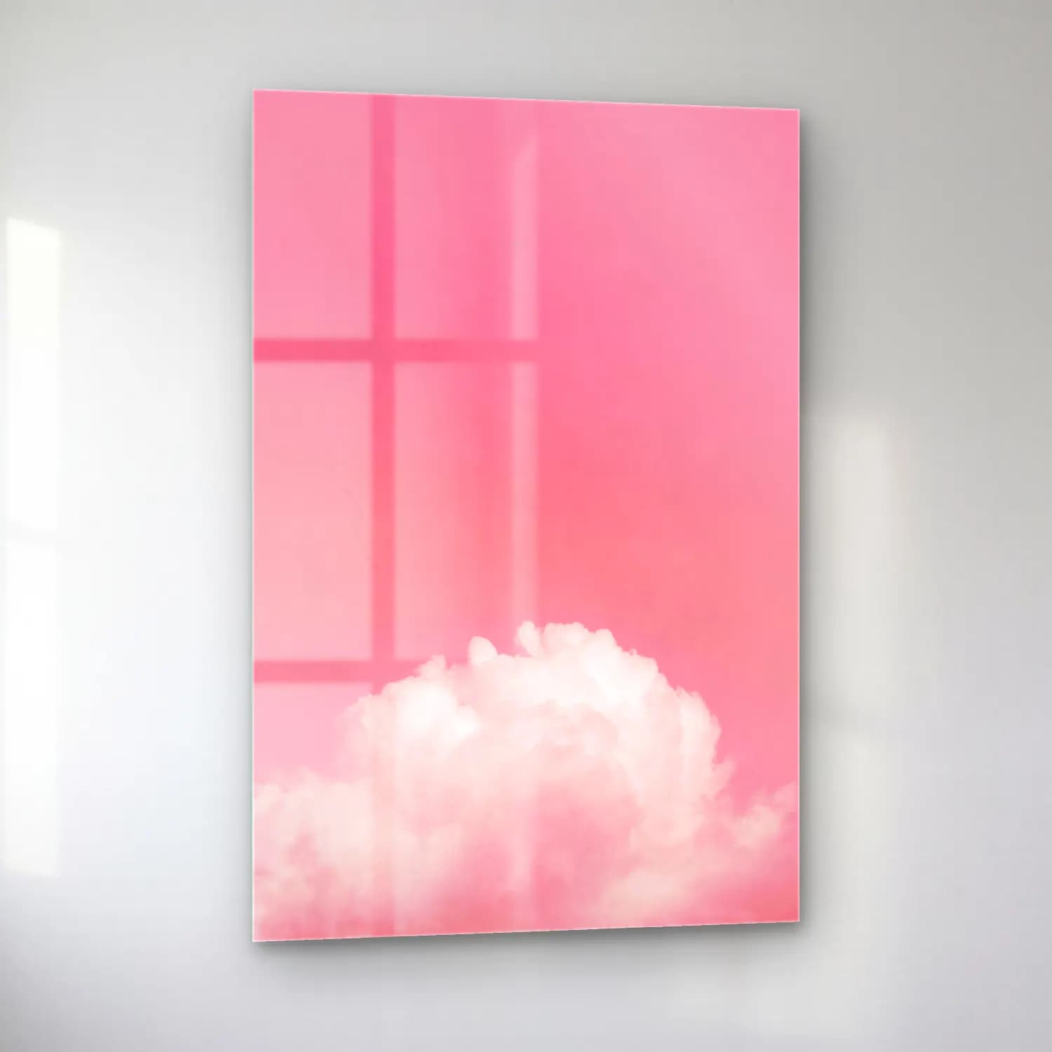 Pastel Bulutlu Gökyüzü No. 5 cam tablo — sol açıdan görünüm