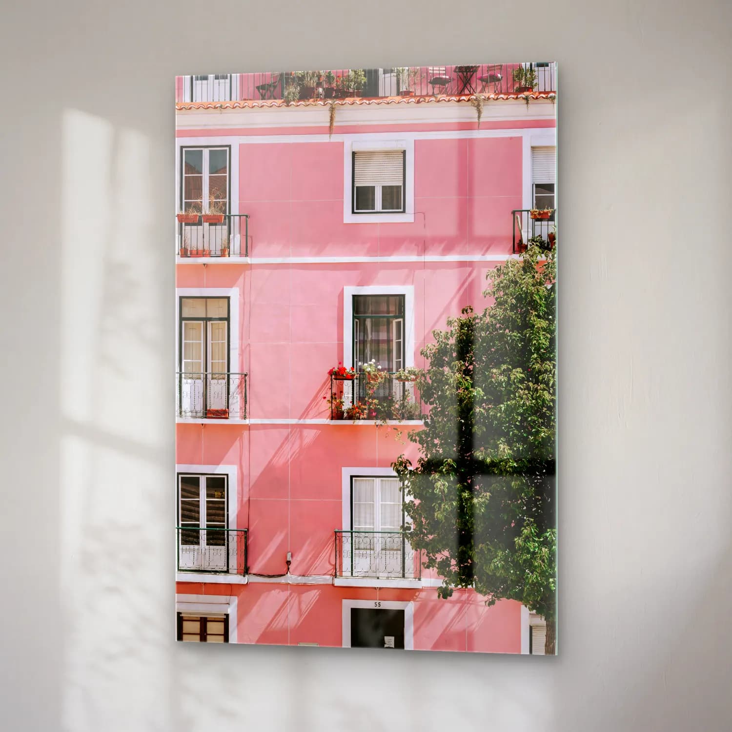 Pastel Pencereden Manzara No. 8 cam tablo — sağ açıdan görünüm