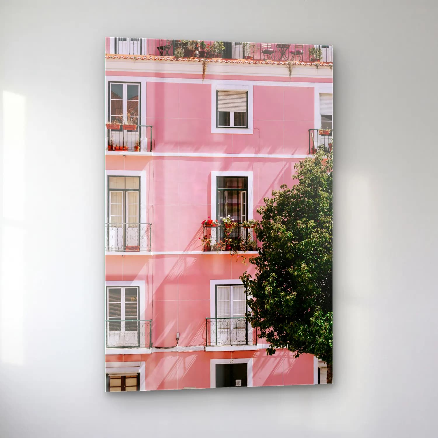 Pastel Pencereden Manzara No. 8 cam tablo — sol açıdan görünüm
