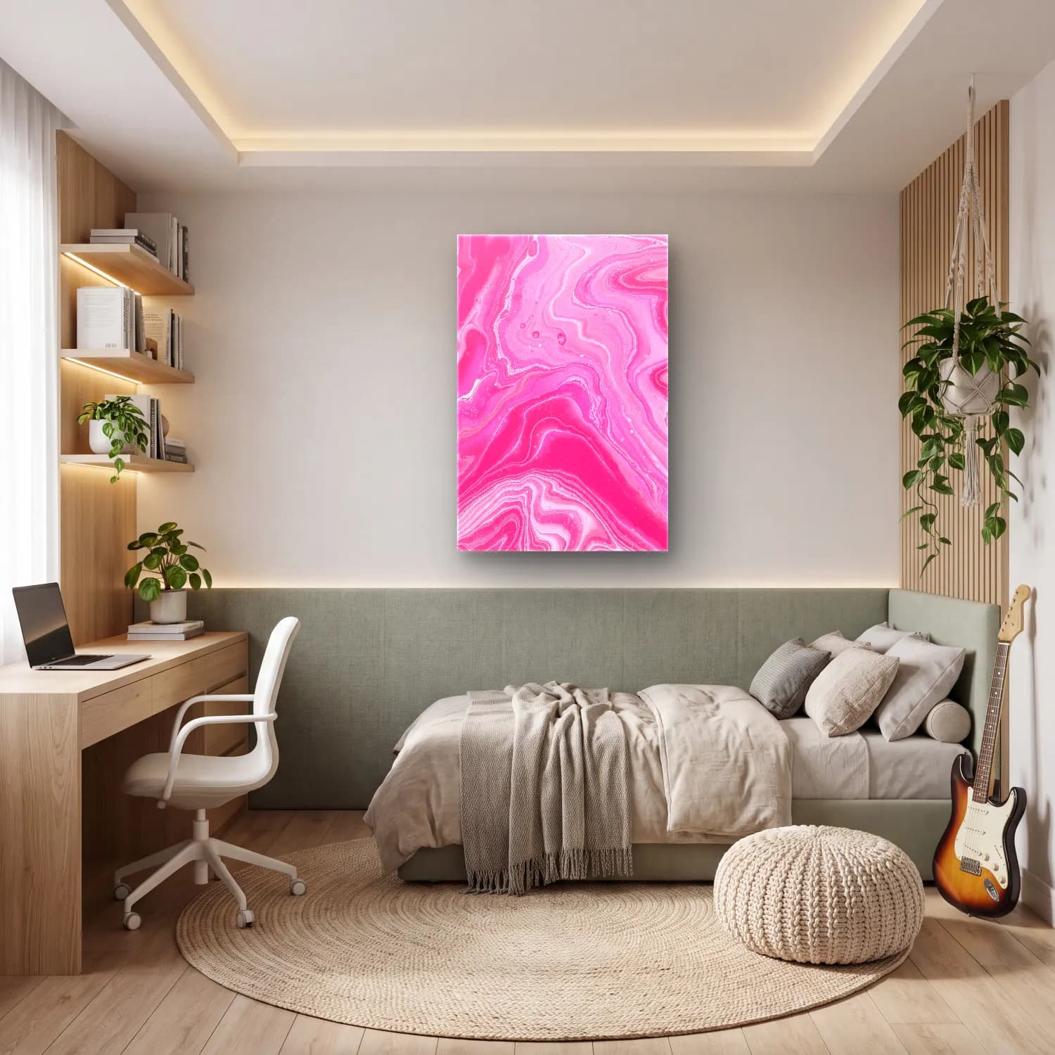 Pastel Mermer Doku No. 24 cam tablo — genç odasında