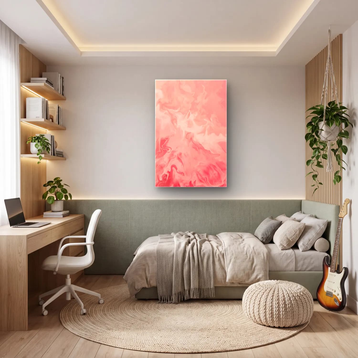 Pastel Mermer Doku No. 25 cam tablo — genç odasında