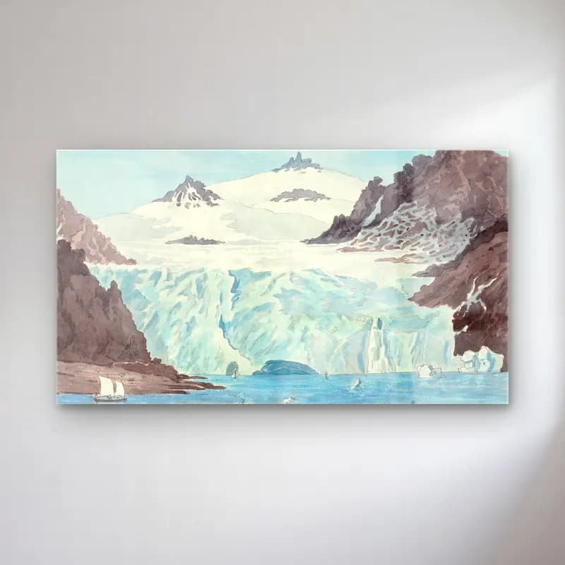 Charles Hamilton Smith – View of an Iceberg in the Island of Spitzbergen cam tablo — Charles Hamilton Smith – View of an Iceberg in the Island of Spitzbergen — suluboya göl ve dağlar