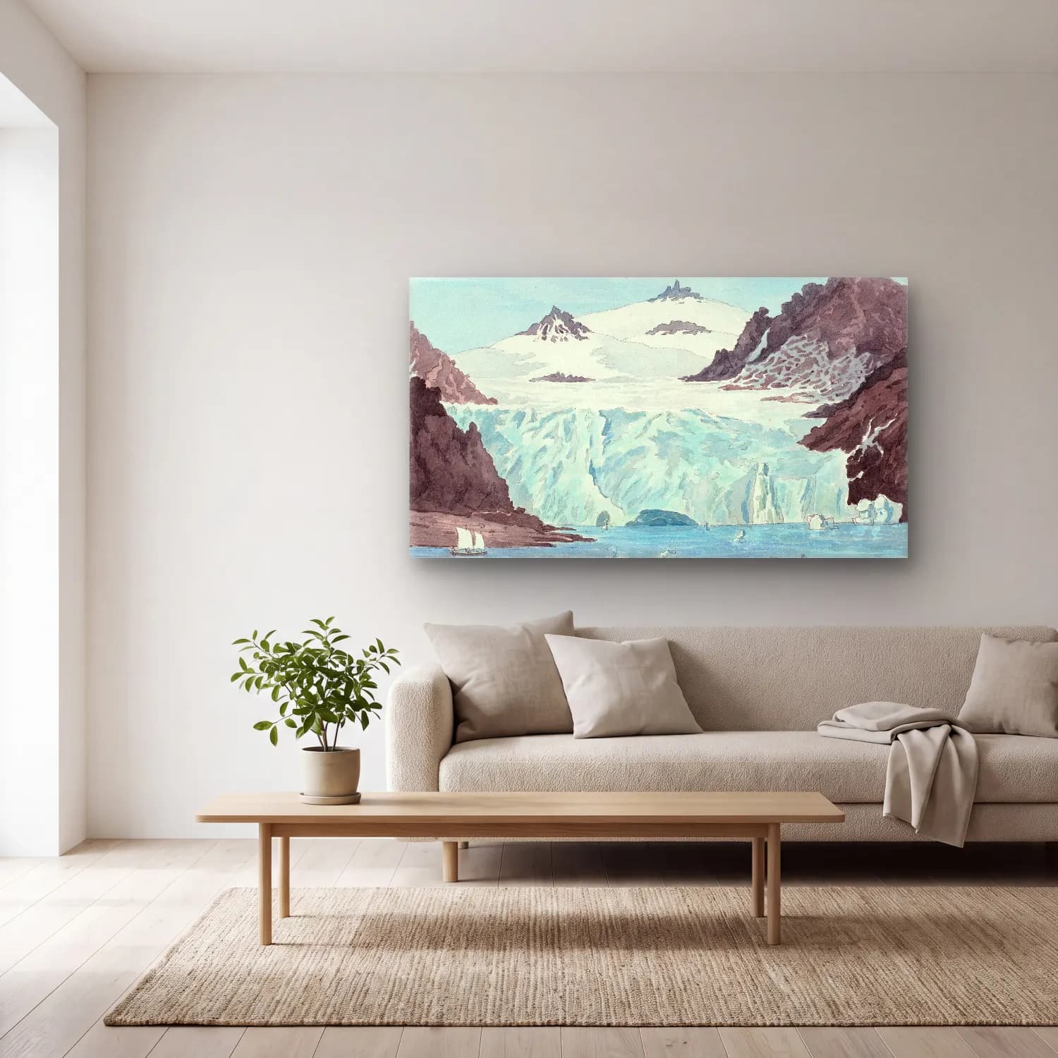 Charles Hamilton Smith – View of an Iceberg in the Island of Spitzbergen cam tablo — açık renk salonda