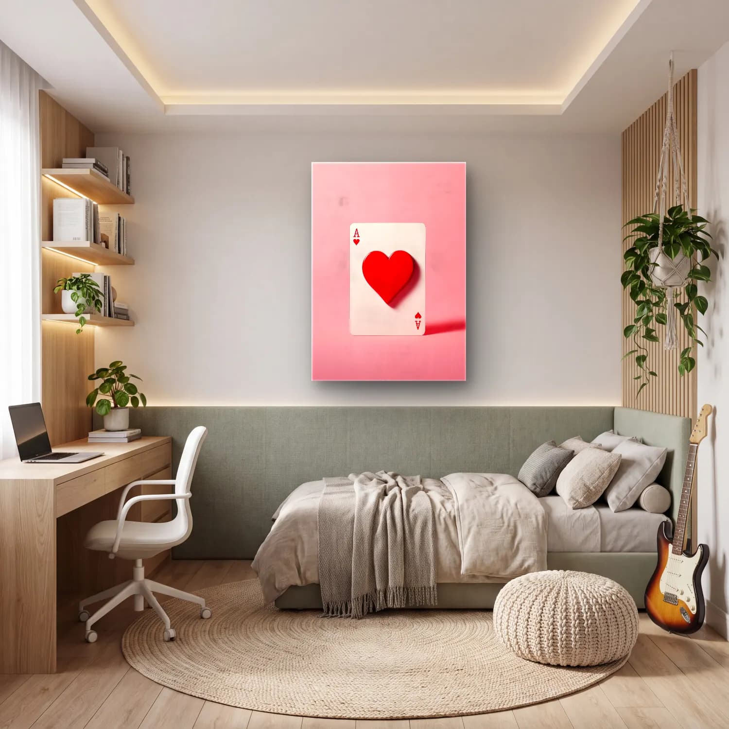 Pastel Dama Deseni No. 13 cam tablo — genç odasında