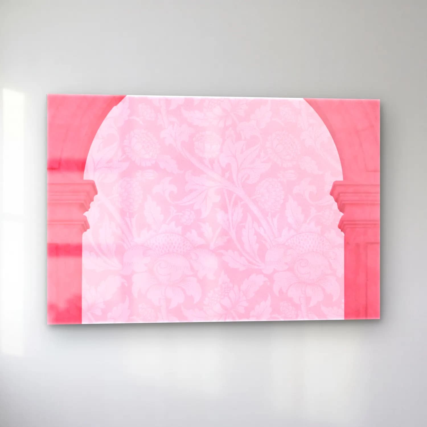 Pastel Çiçek Deseni No. 205 cam tablo — sol açıdan görünüm