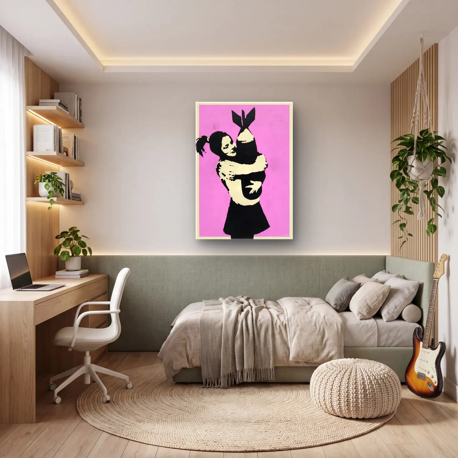 Siyah Beyaz Aşıklar – Pembe Tonlar cam tablo — genç odasında